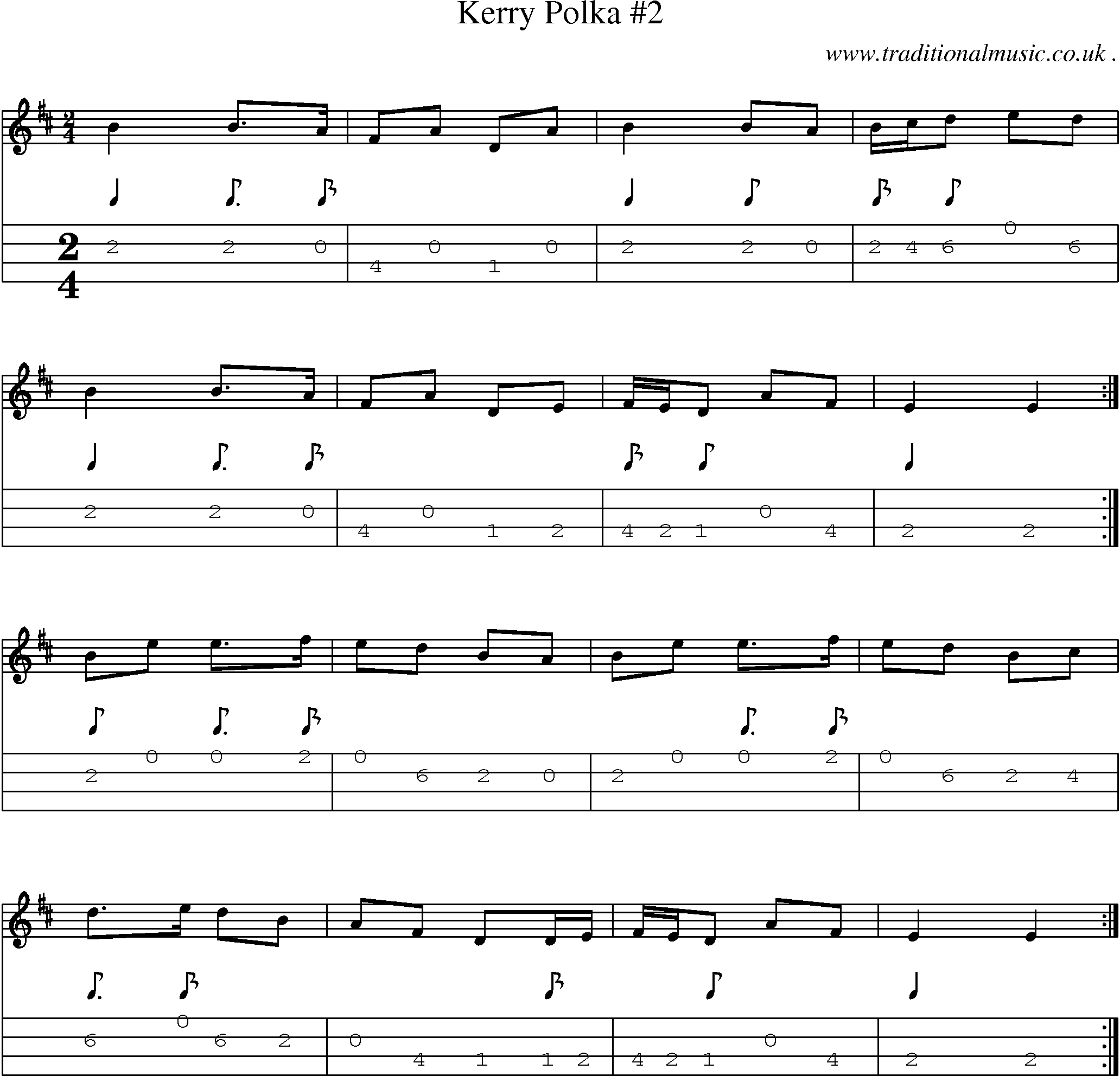 Sheet-Music and Mandolin Tabs for Kerry Polka 2