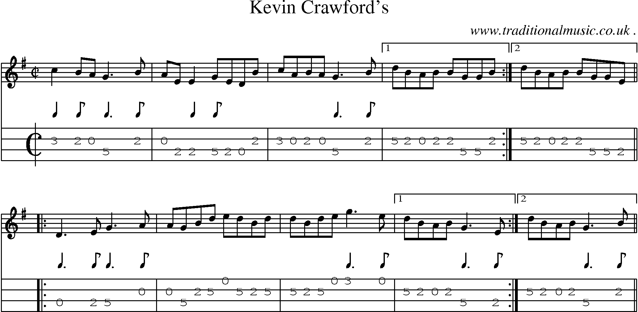 Sheet-Music and Mandolin Tabs for Kevin Crawfords