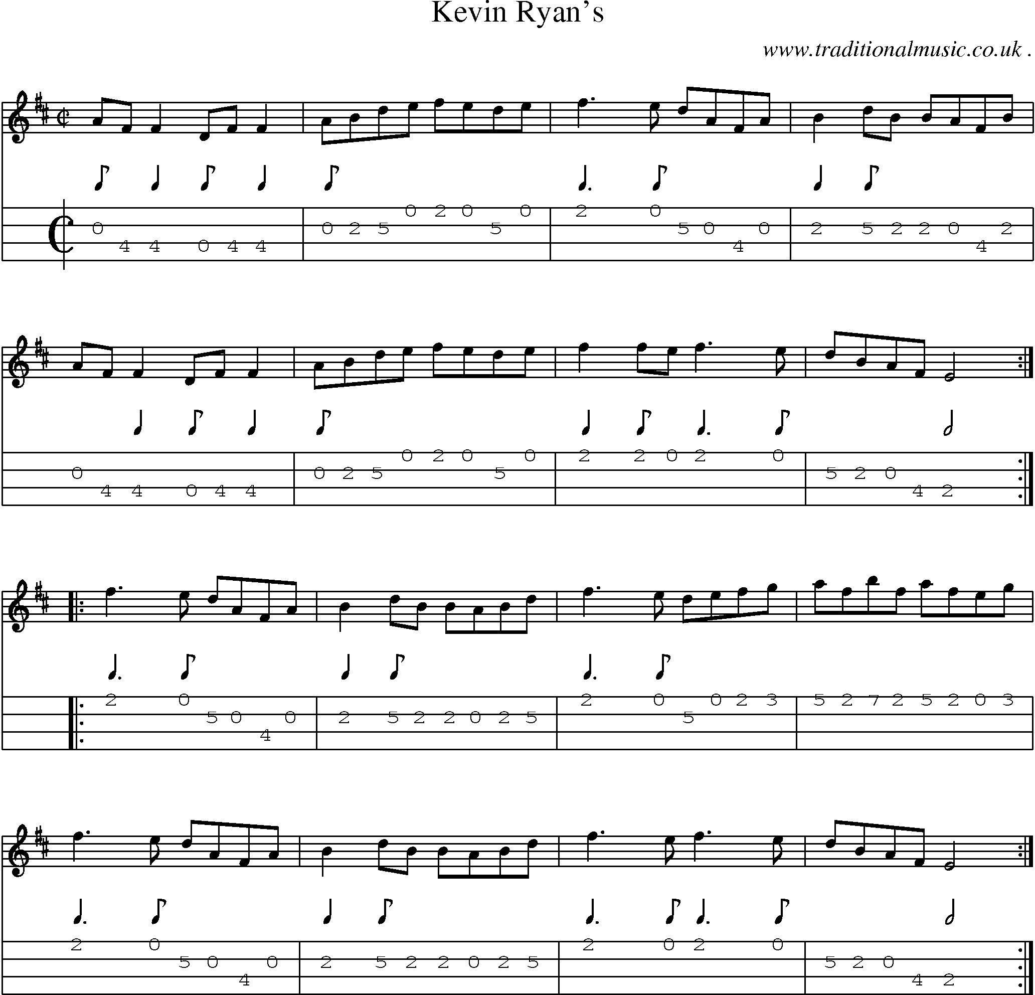 Sheet-Music and Mandolin Tabs for Kevin Ryans