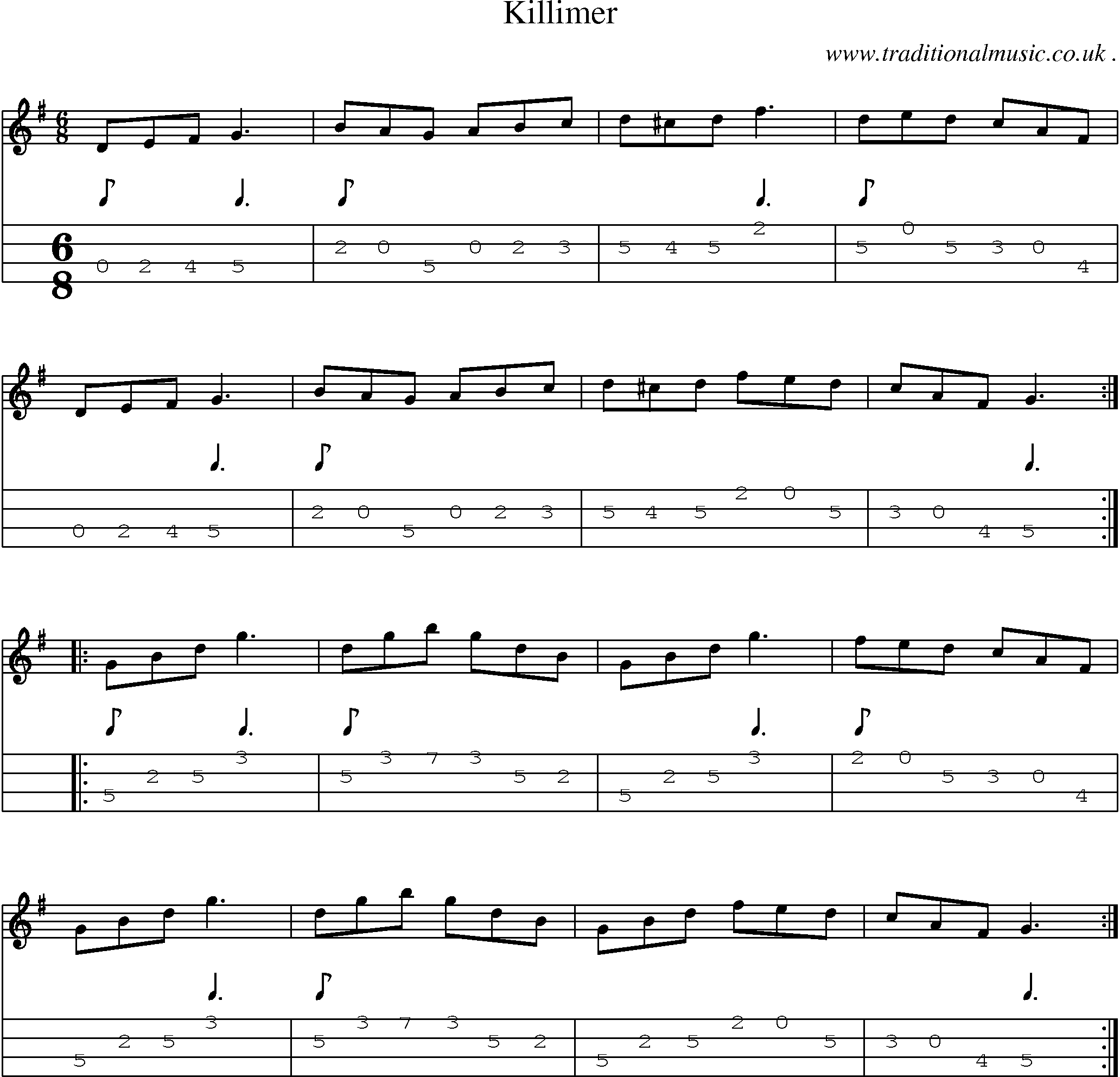 Sheet-Music and Mandolin Tabs for Killimer