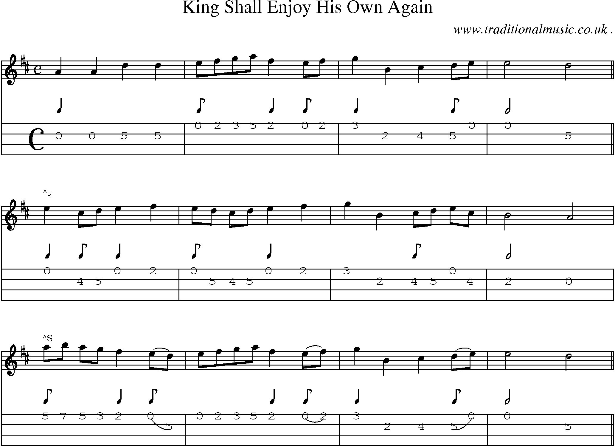 Sheet-Music and Mandolin Tabs for King Shall Enjoy His Own Again
