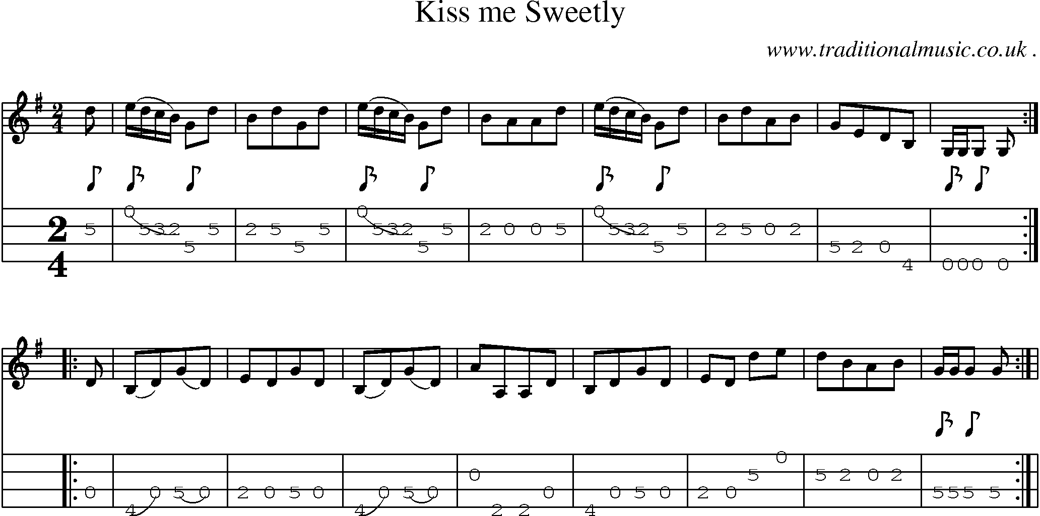 Sheet-Music and Mandolin Tabs for Kiss Me Sweetly