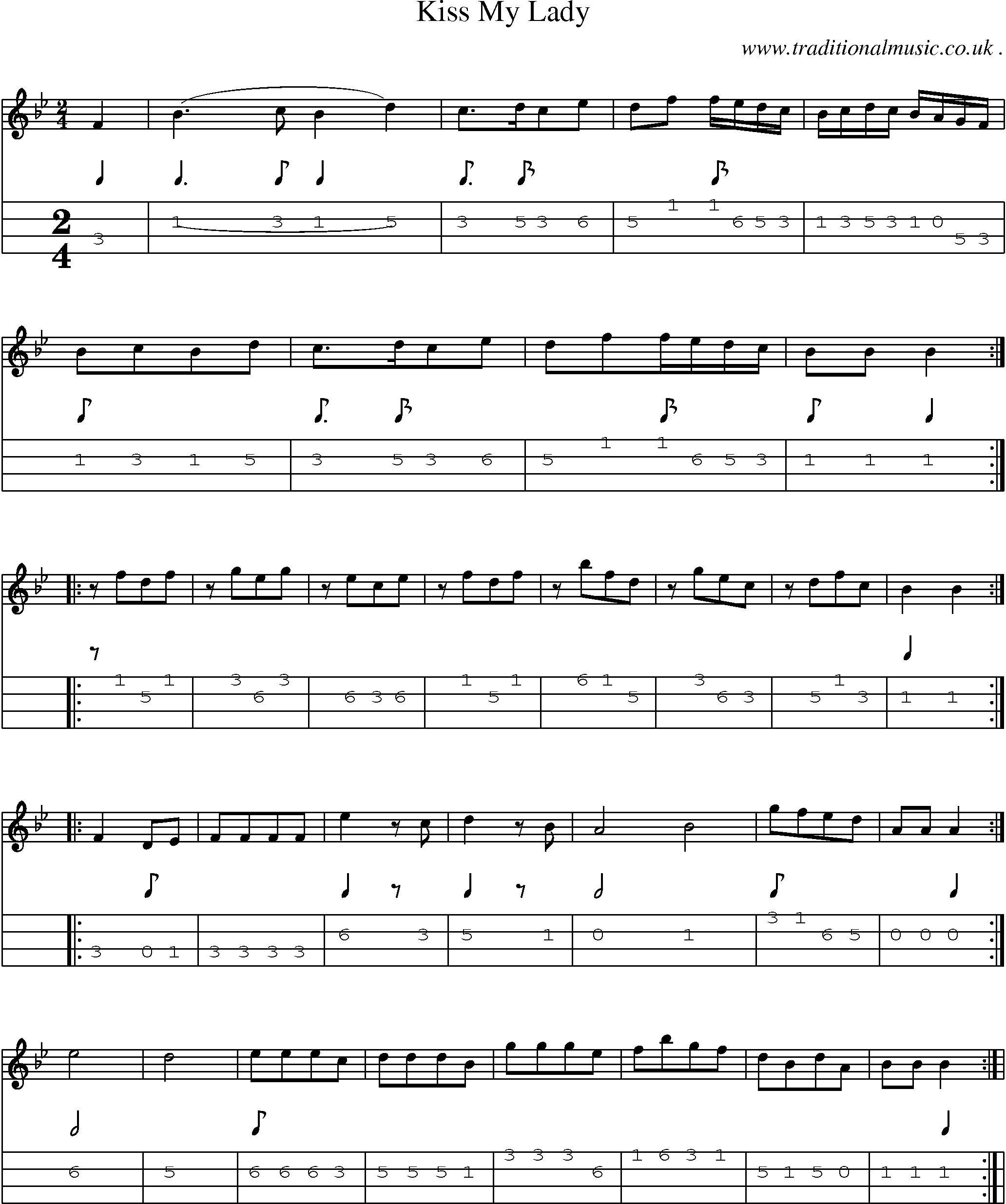 Sheet-Music and Mandolin Tabs for Kiss My Lady