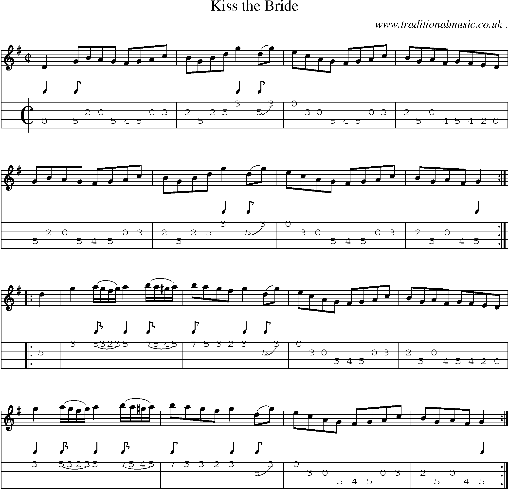 Sheet-Music and Mandolin Tabs for Kiss The Bride