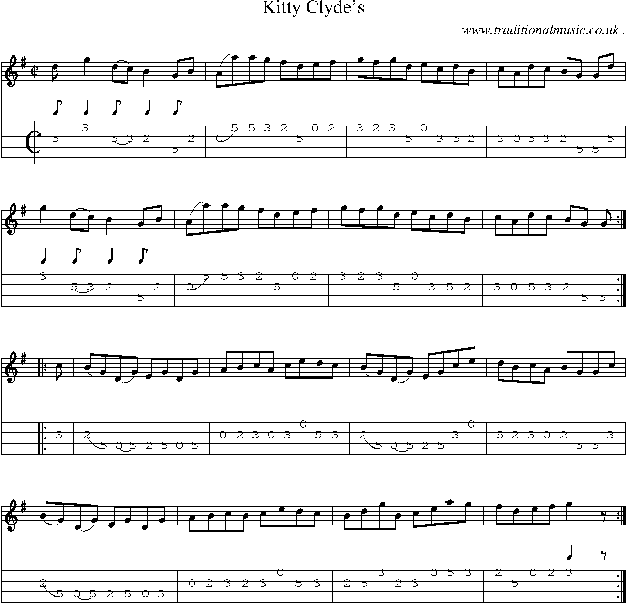 Sheet-Music and Mandolin Tabs for Kitty Clydes