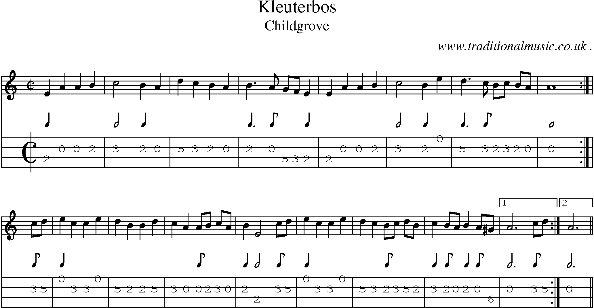 Sheet-Music and Mandolin Tabs for Kleuterbos