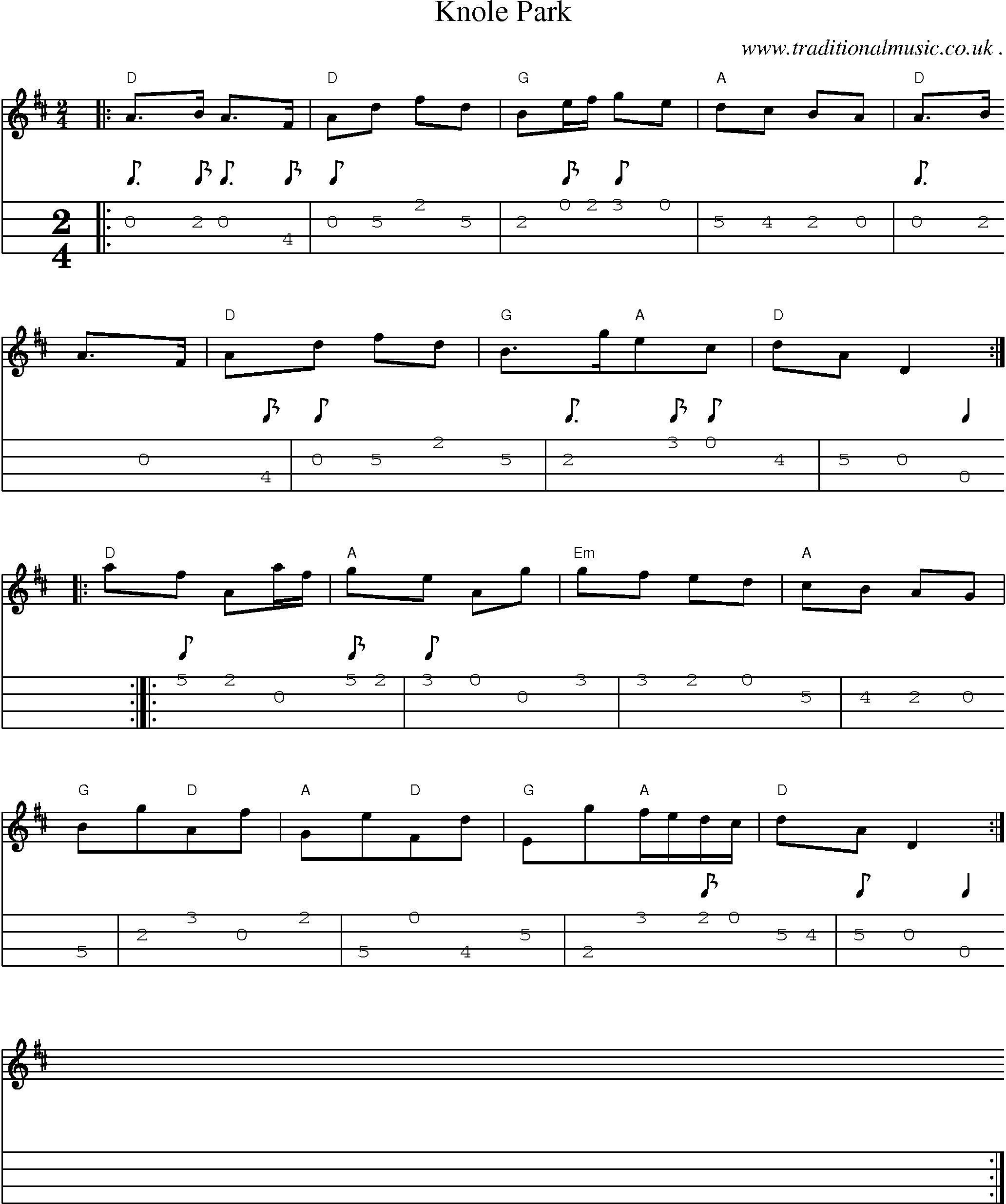 Sheet-Music and Mandolin Tabs for Knole Park