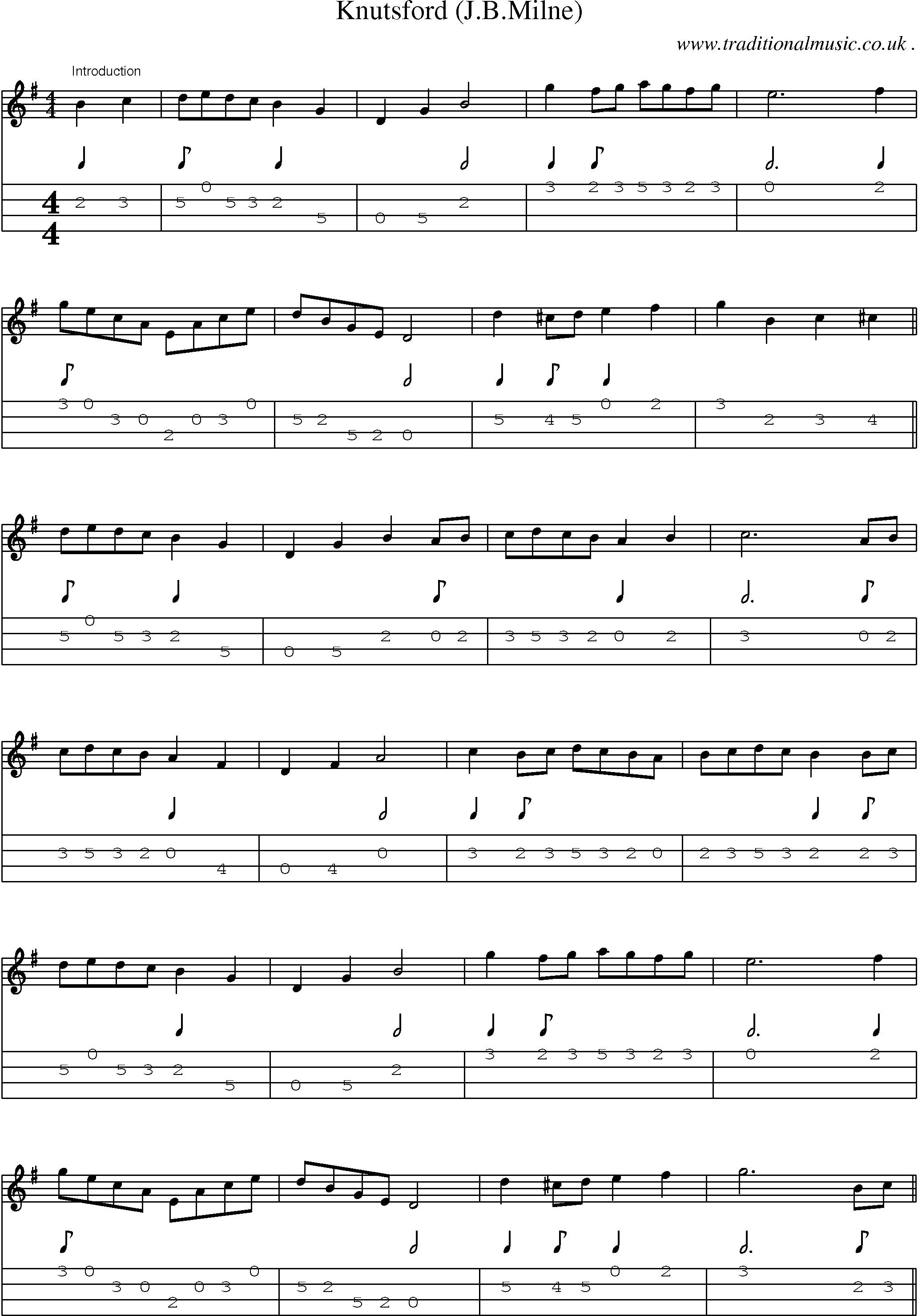 Sheet-Music and Mandolin Tabs for Knutsford (jbmilne)