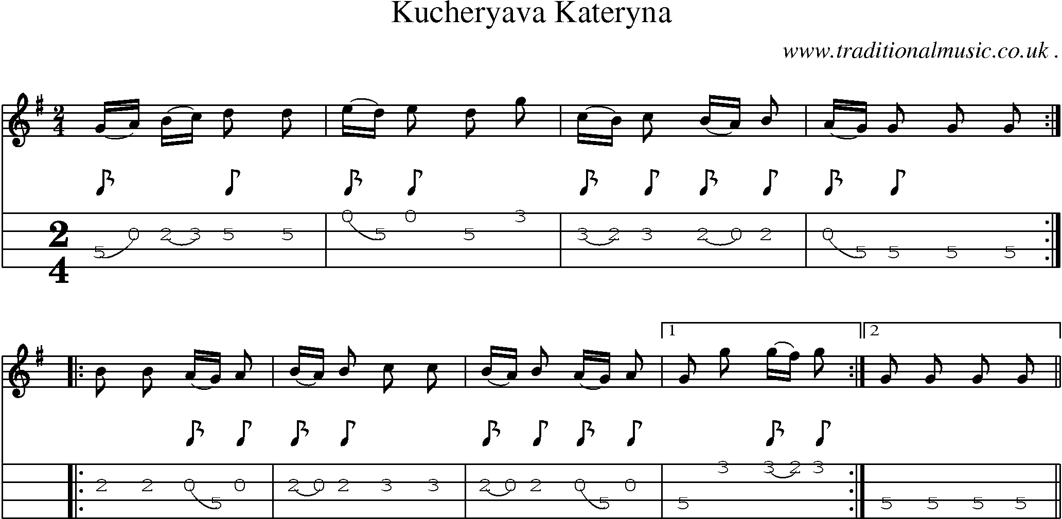 Sheet-Music and Mandolin Tabs for Kucheryava Kateryna