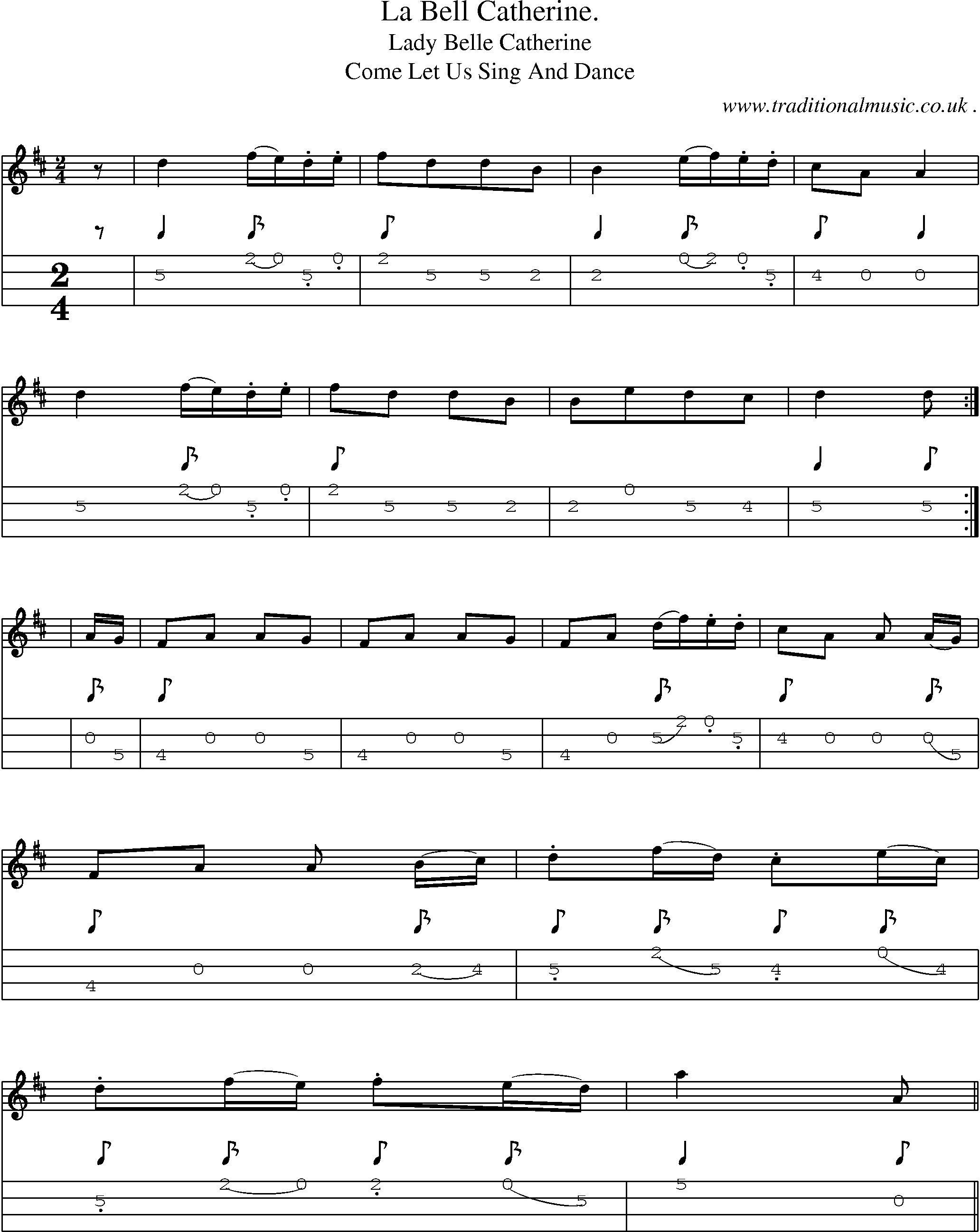Sheet-Music and Mandolin Tabs for La Bell Catherine