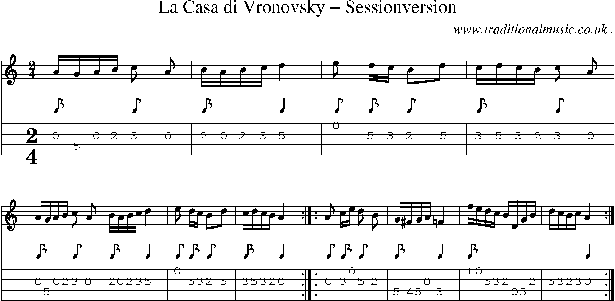 Sheet-Music and Mandolin Tabs for La Casa Di Vronovsky Sessionversion