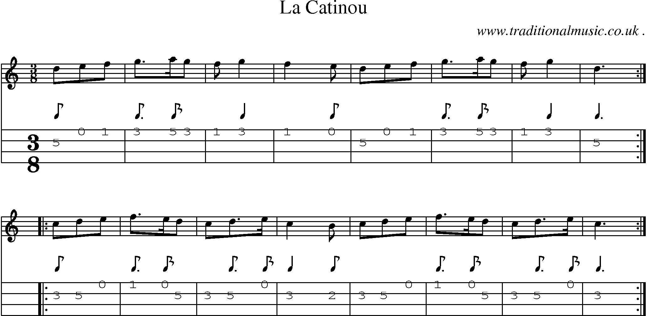 Sheet-Music and Mandolin Tabs for La Catinou