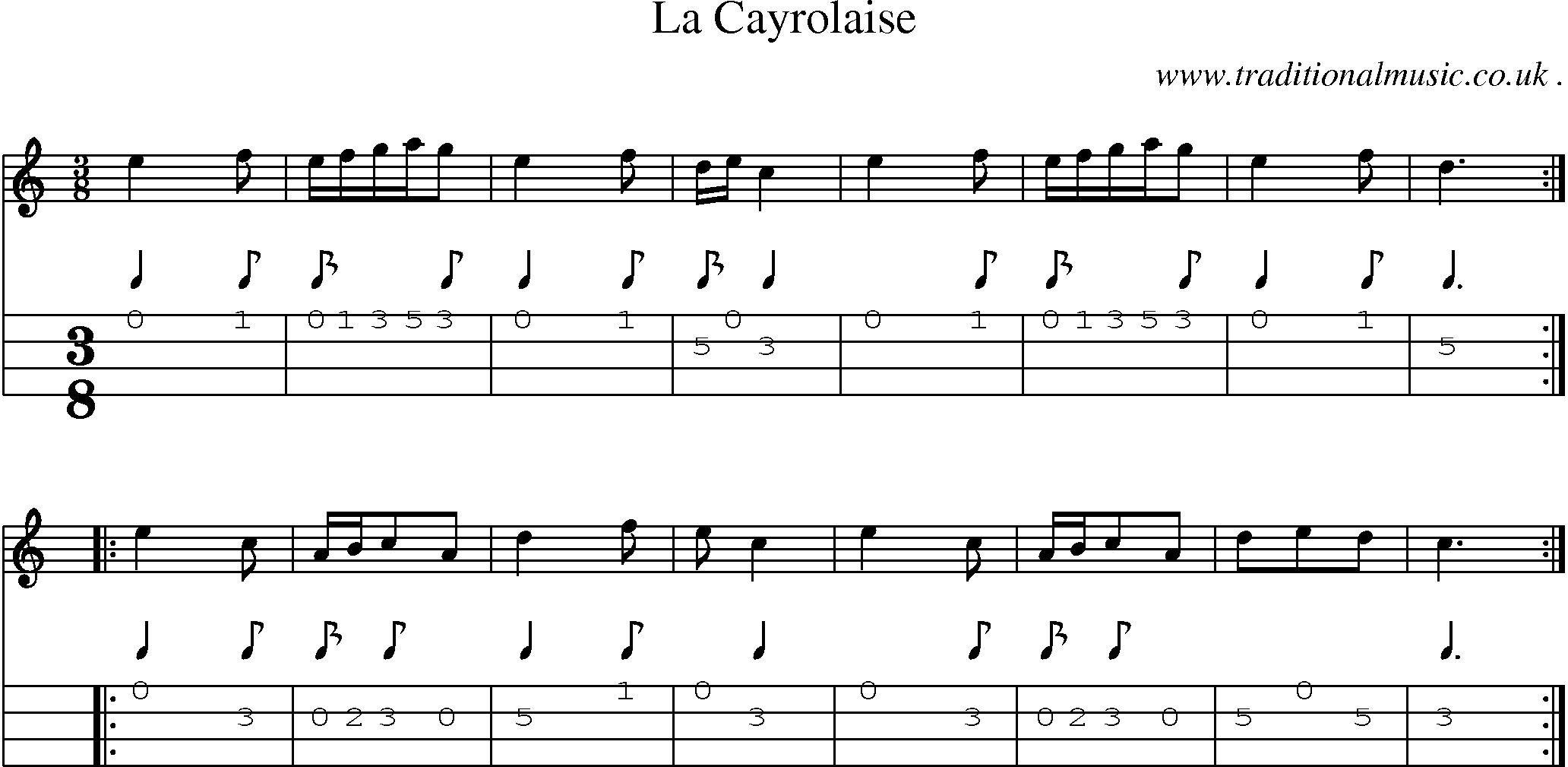Sheet-Music and Mandolin Tabs for La Cayrolaise