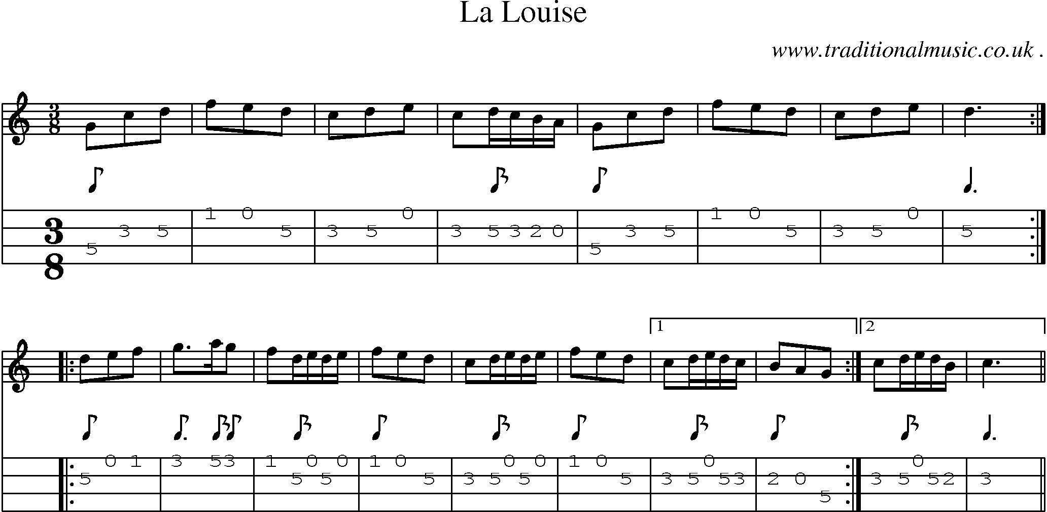 Sheet-Music and Mandolin Tabs for La Louise