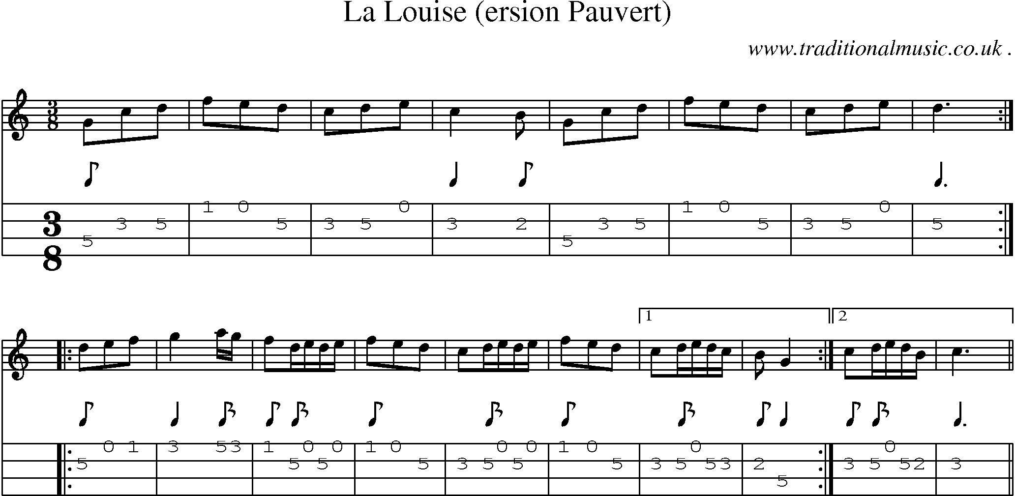 Sheet-Music and Mandolin Tabs for La Louise (ersion Pauvert)