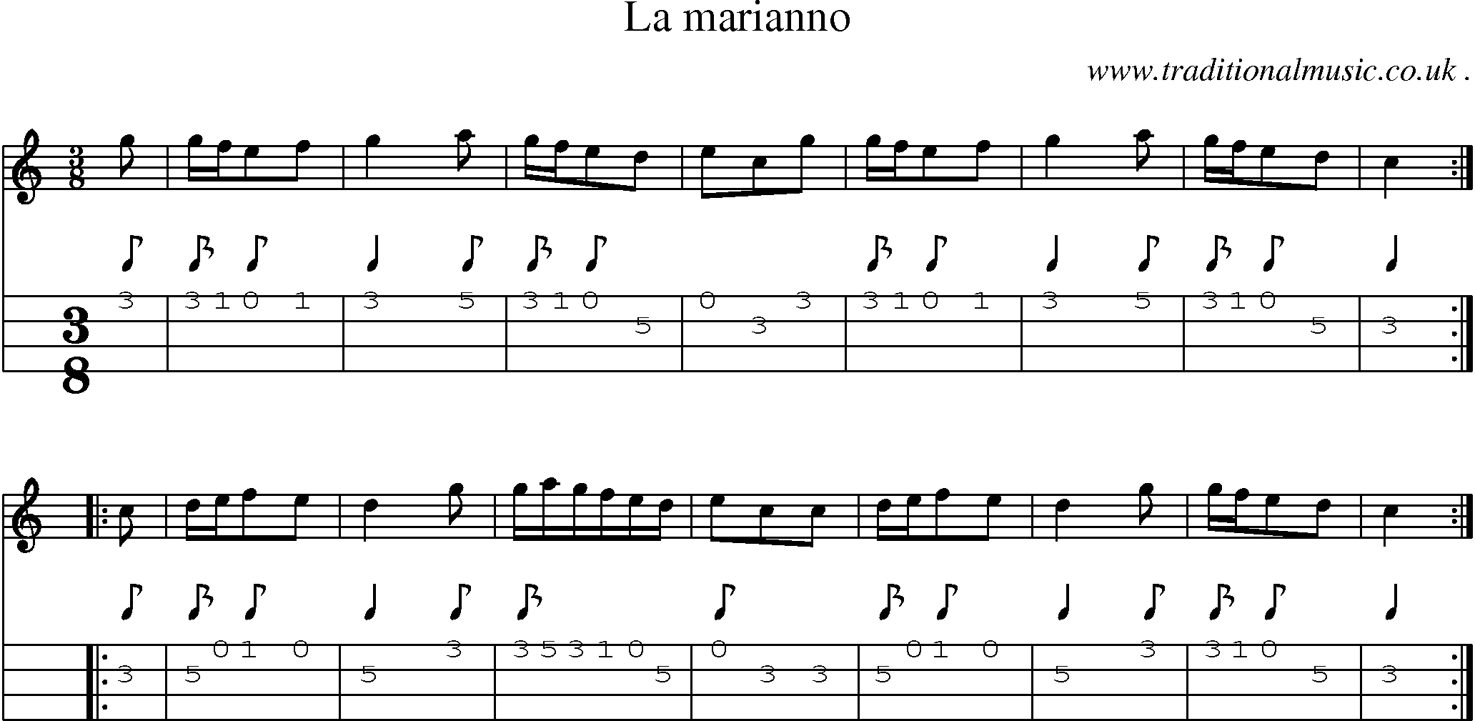Sheet-Music and Mandolin Tabs for La Marianno
