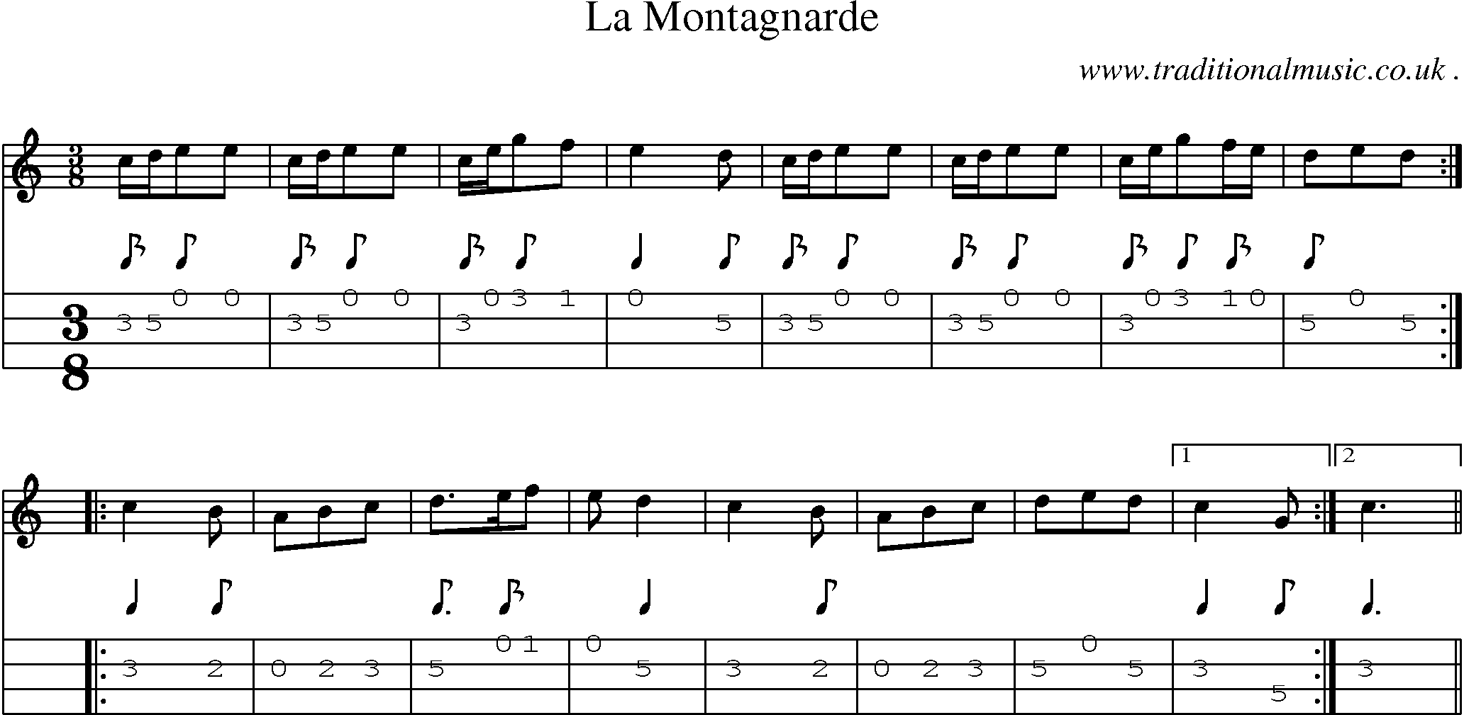 Sheet-Music and Mandolin Tabs for La Montagnarde