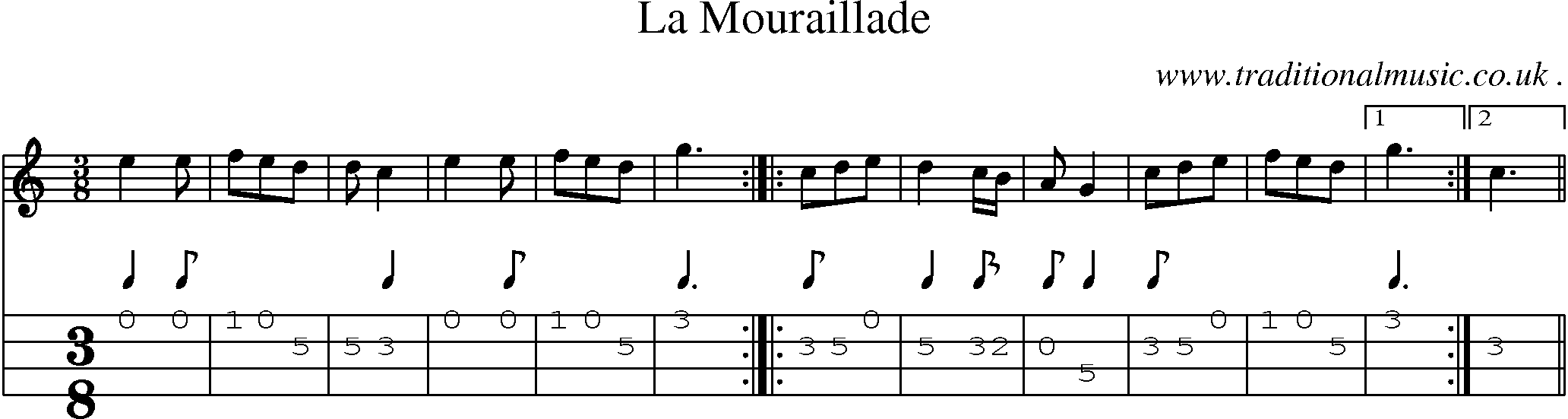 Sheet-Music and Mandolin Tabs for La Mouraillade