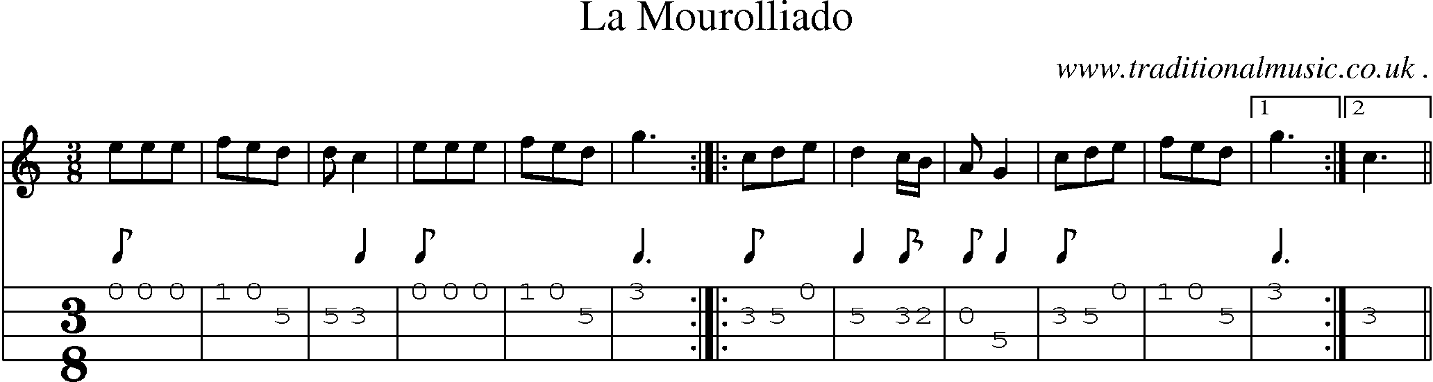 Sheet-Music and Mandolin Tabs for La Mourolliado