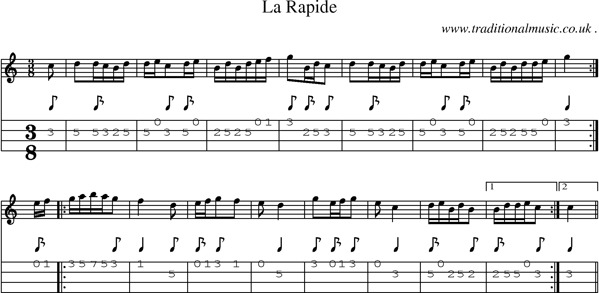 Sheet-Music and Mandolin Tabs for La Rapide