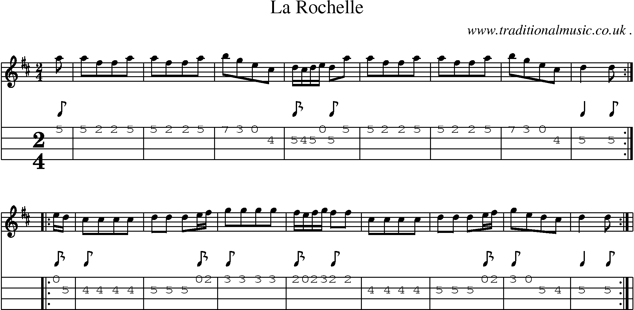 Sheet-Music and Mandolin Tabs for La Rochelle