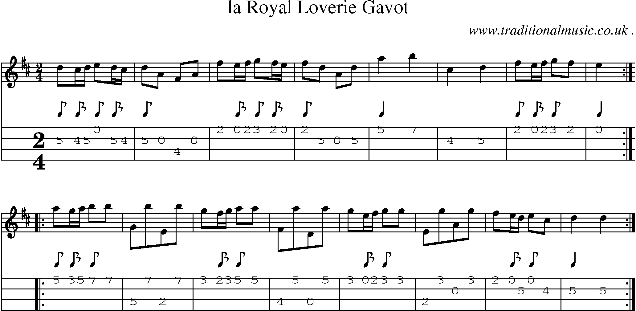 Sheet-Music and Mandolin Tabs for La Royal Loverie Gavot
