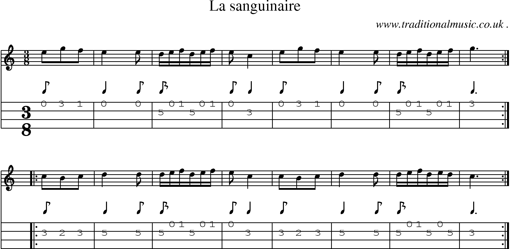 Sheet-Music and Mandolin Tabs for La Sanguinaire