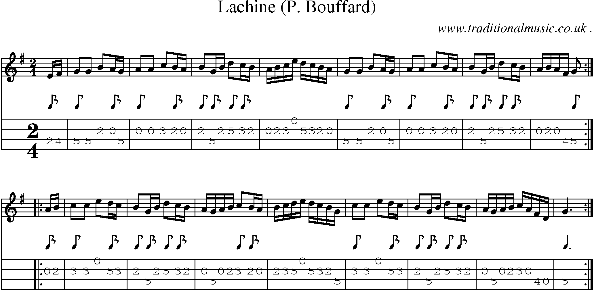 Sheet-Music and Mandolin Tabs for Lachine (p Bouffard)
