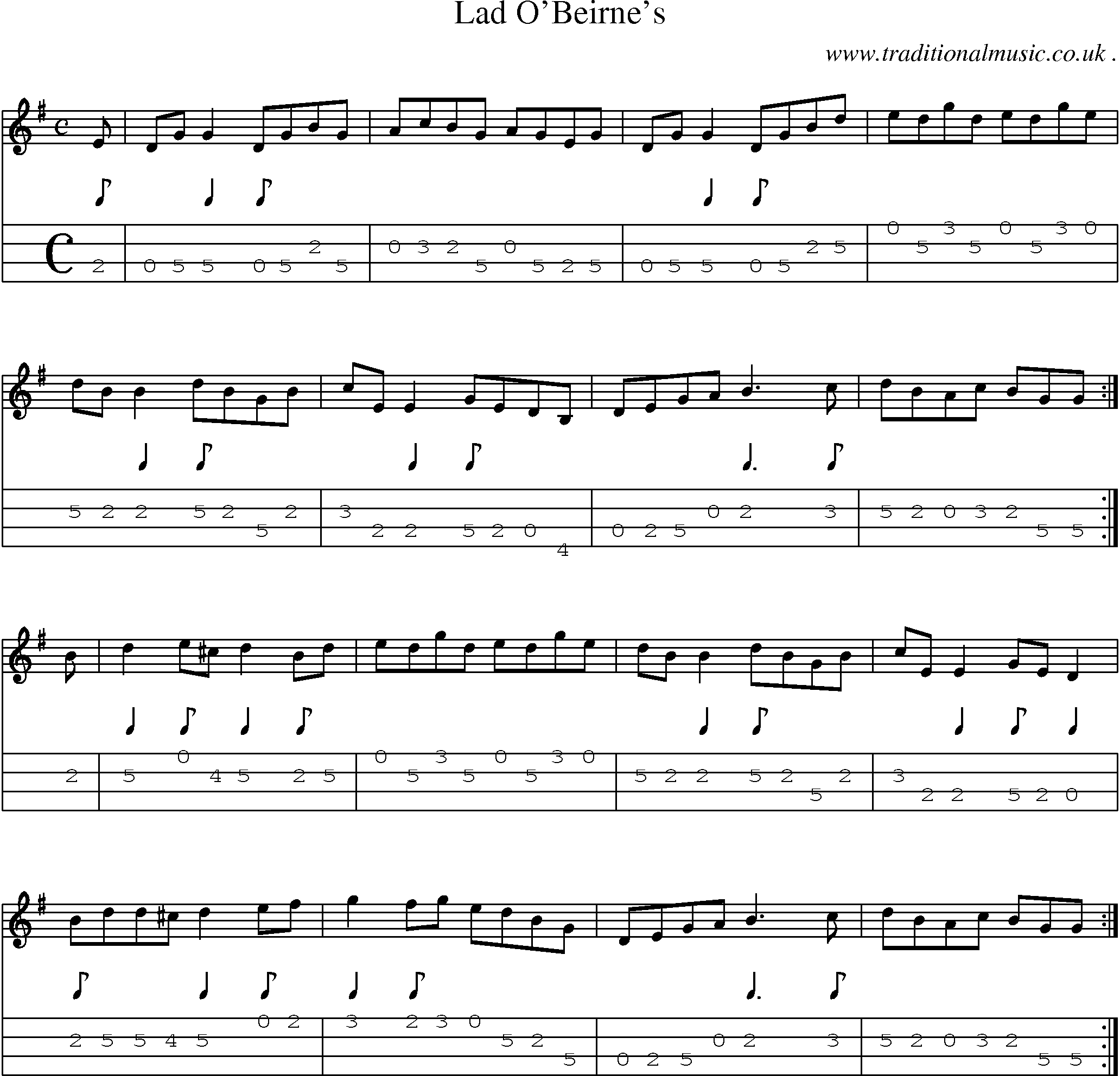 Sheet-Music and Mandolin Tabs for Lad Obeirnes