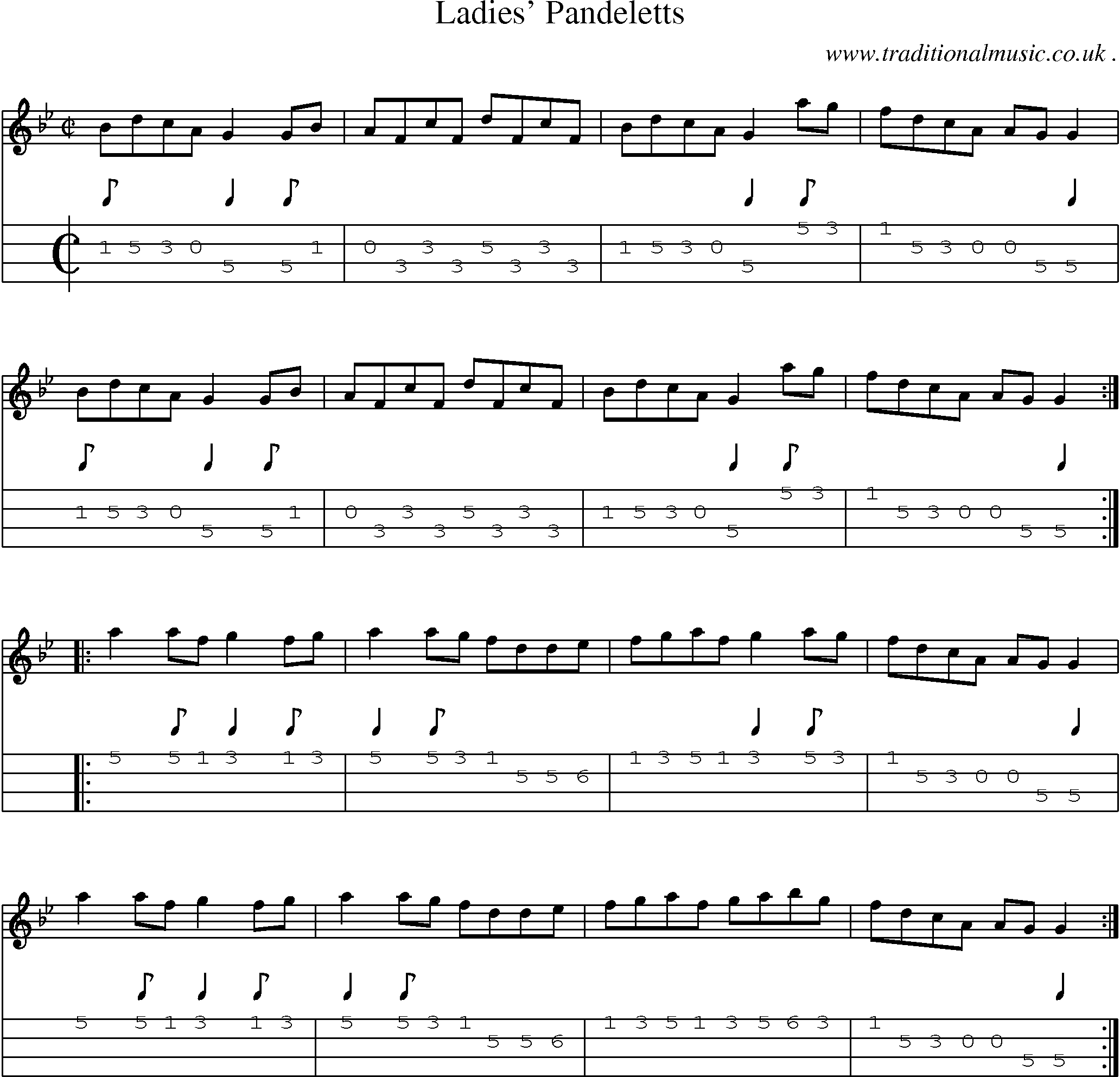 Sheet-Music and Mandolin Tabs for Ladies Pandeletts