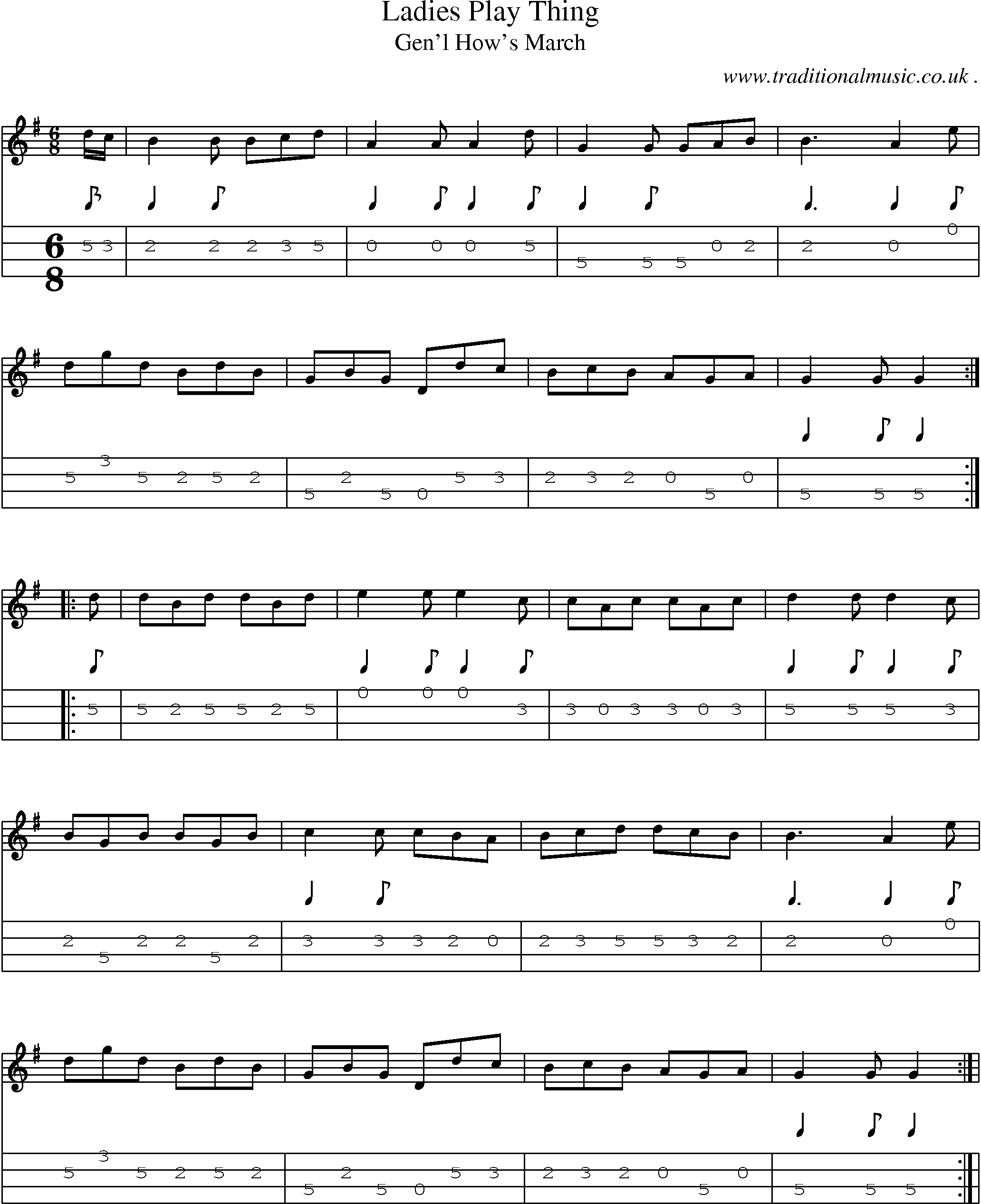 Sheet-Music and Mandolin Tabs for Ladies Play Thing