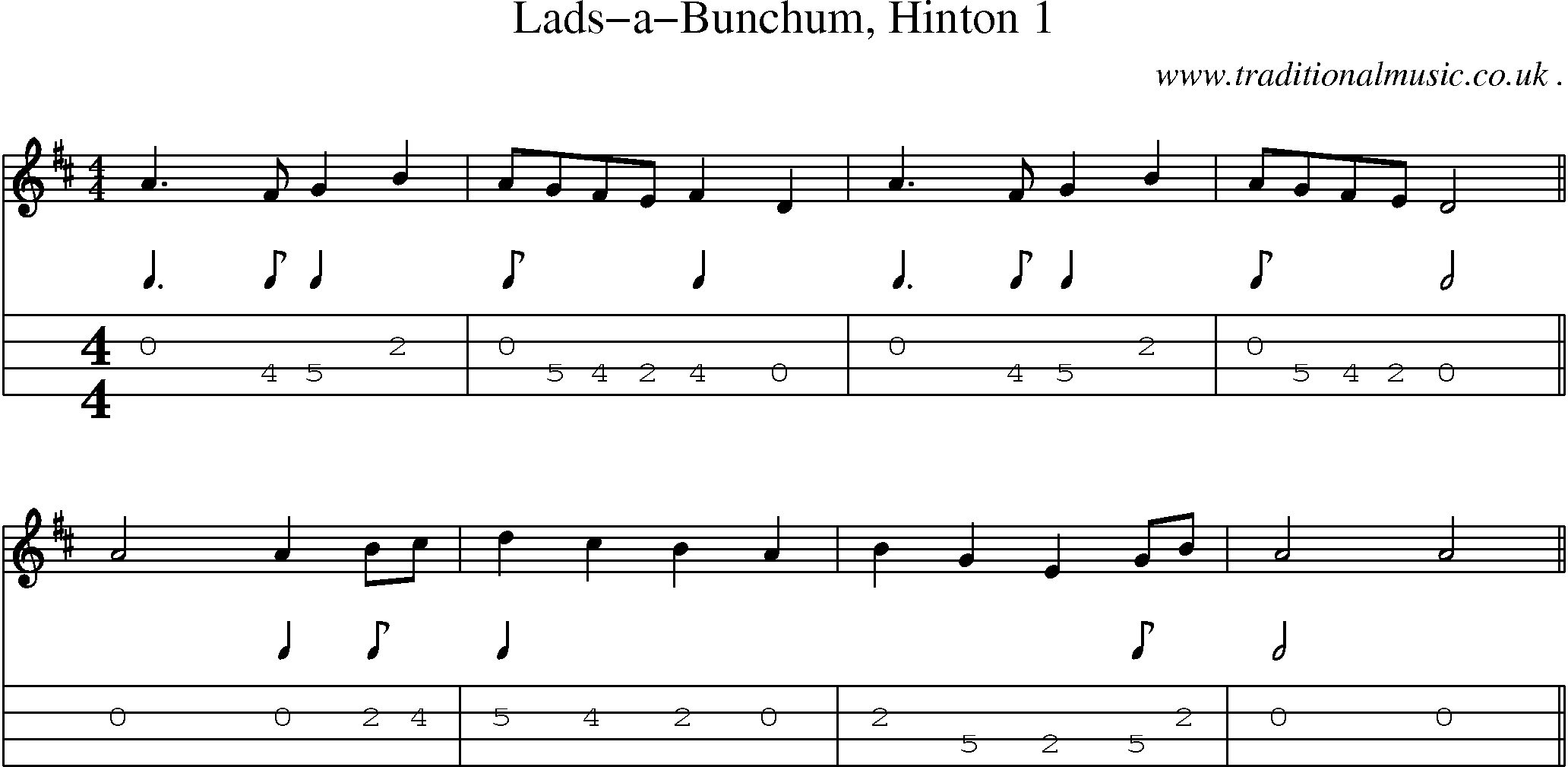 Sheet-Music and Mandolin Tabs for Lads-a-bunchum Hinton 1