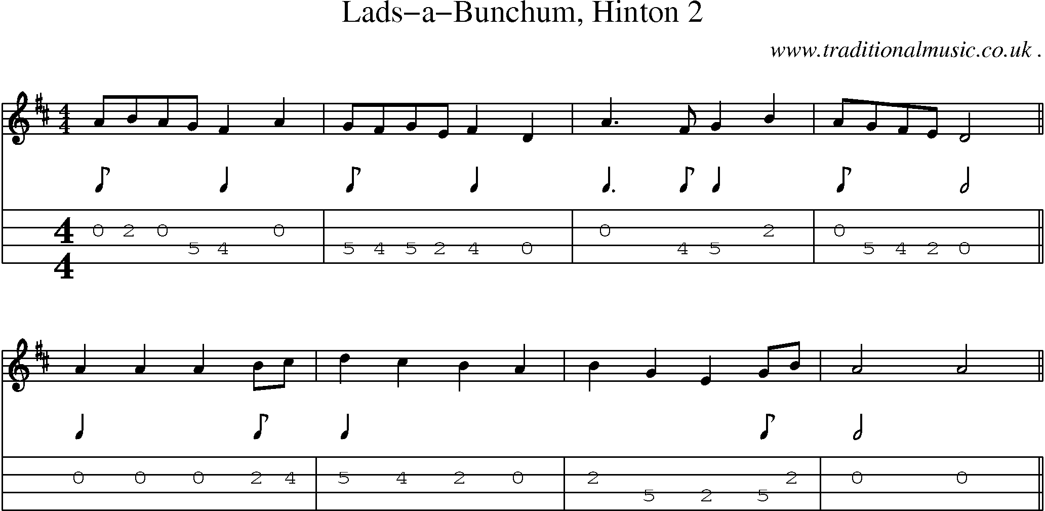Sheet-Music and Mandolin Tabs for Lads-a-bunchum Hinton 2