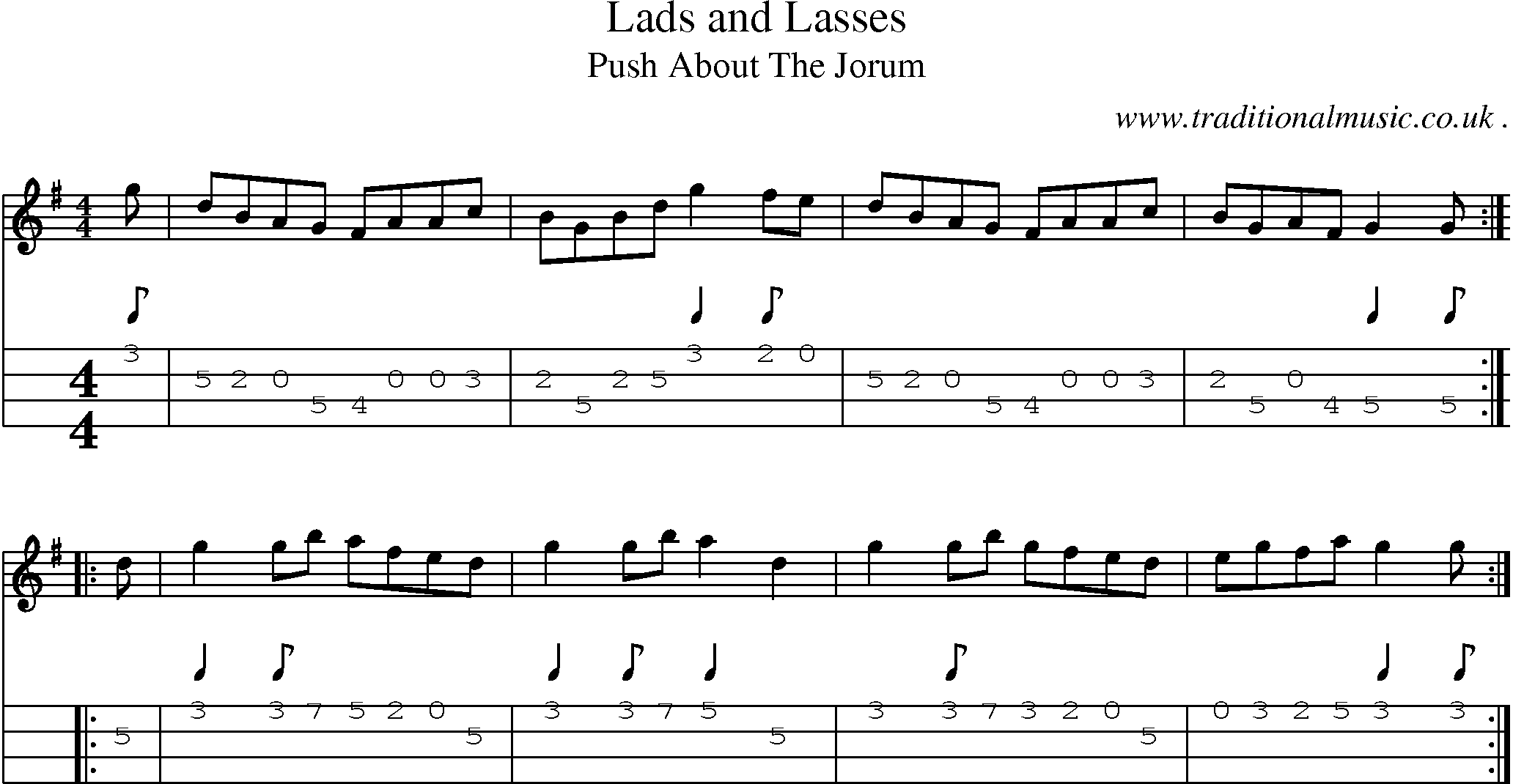 Sheet-Music and Mandolin Tabs for Lads And Lasses