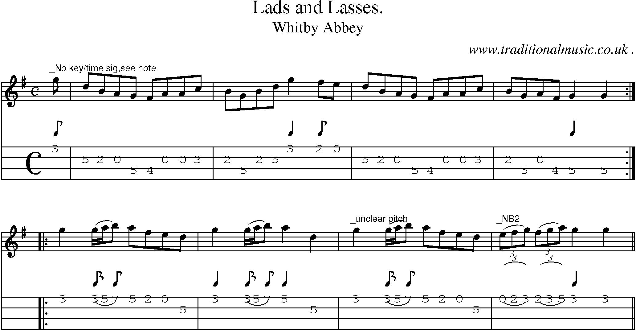 Sheet-Music and Mandolin Tabs for Lads and Lasses 