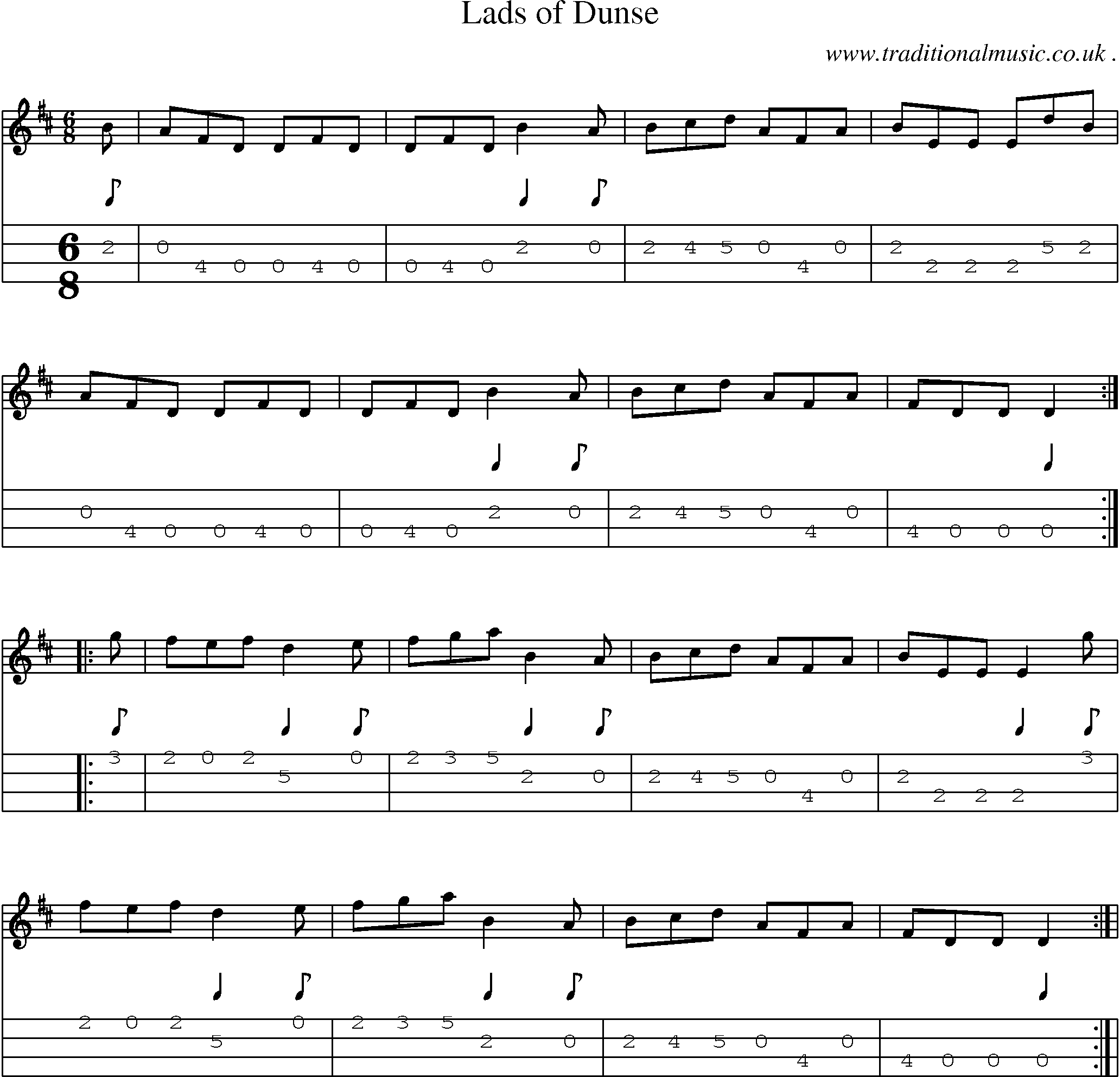 Sheet-Music and Mandolin Tabs for Lads Of Dunse