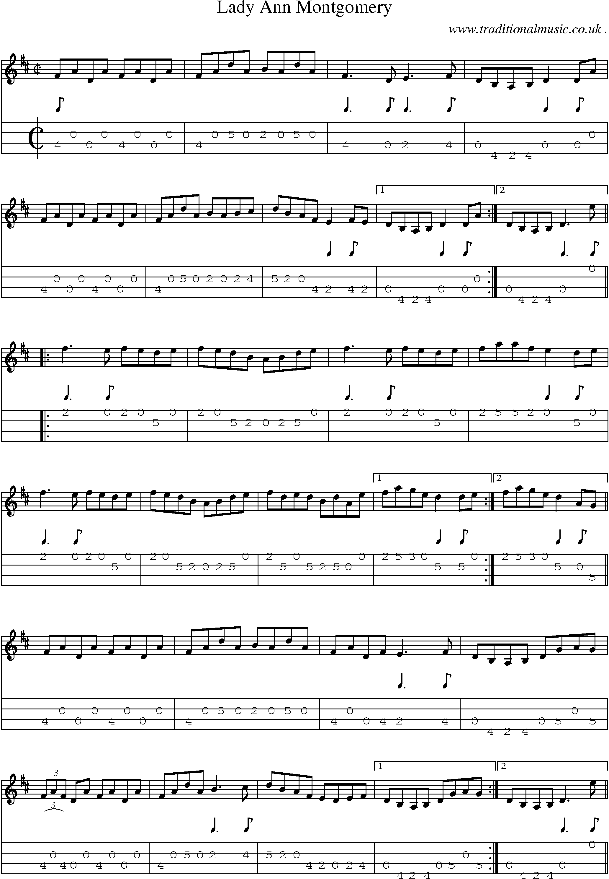 Sheet-Music and Mandolin Tabs for Lady Ann Montgomery