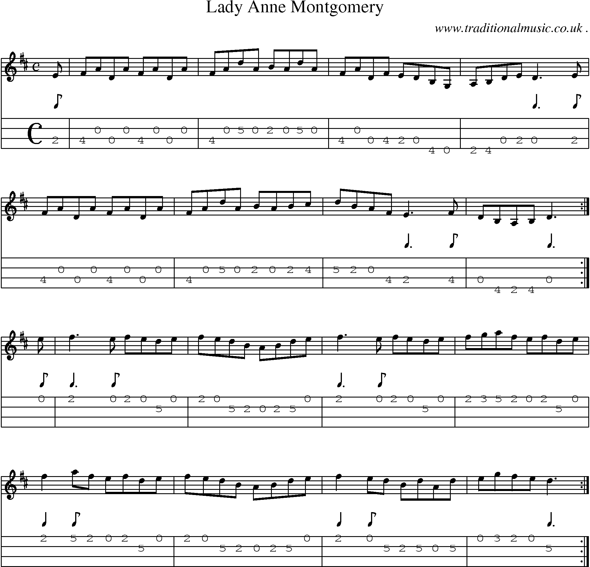 Sheet-Music and Mandolin Tabs for Lady Anne Montgomery