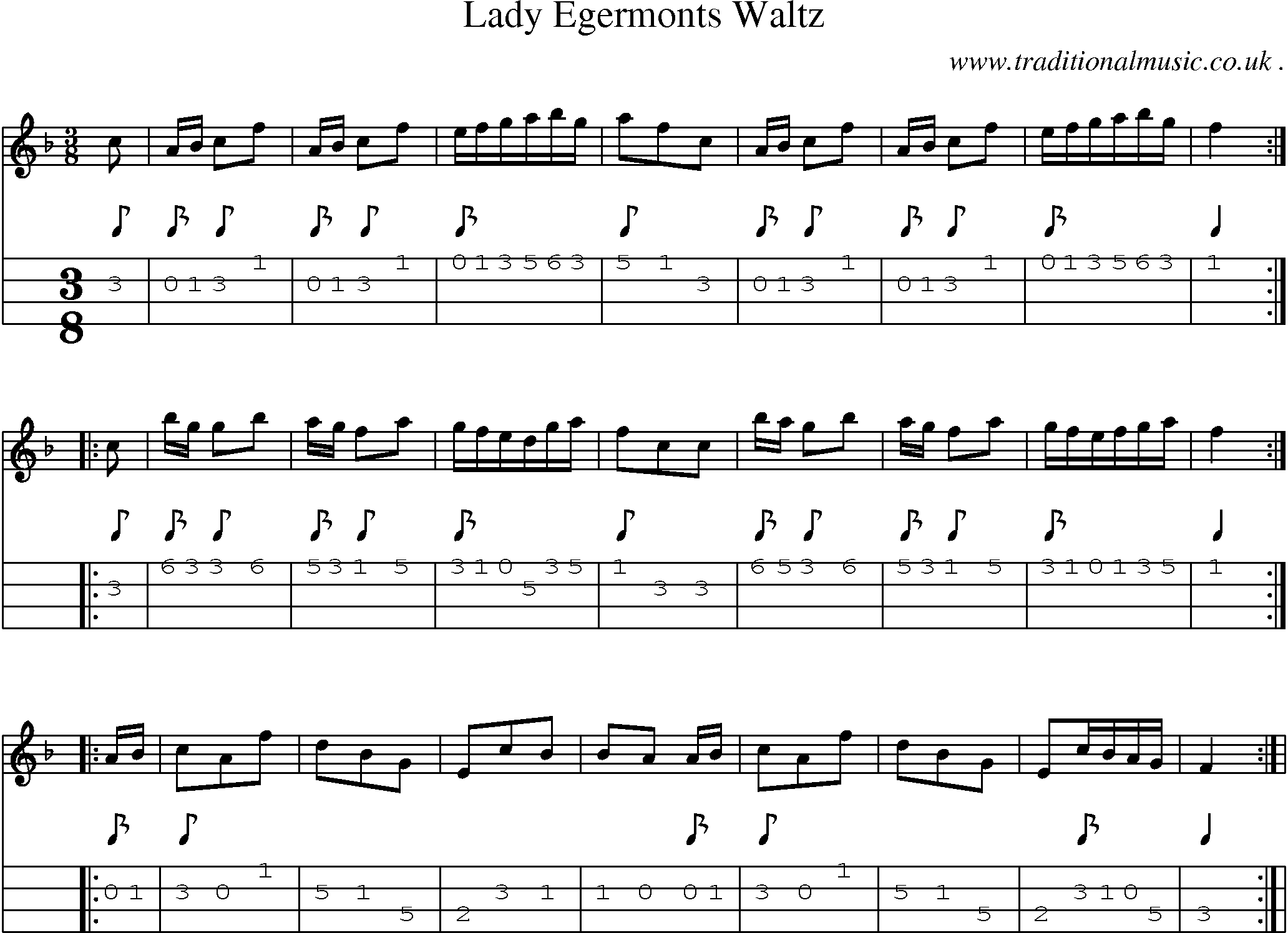 Sheet-Music and Mandolin Tabs for Lady Egermonts Waltz