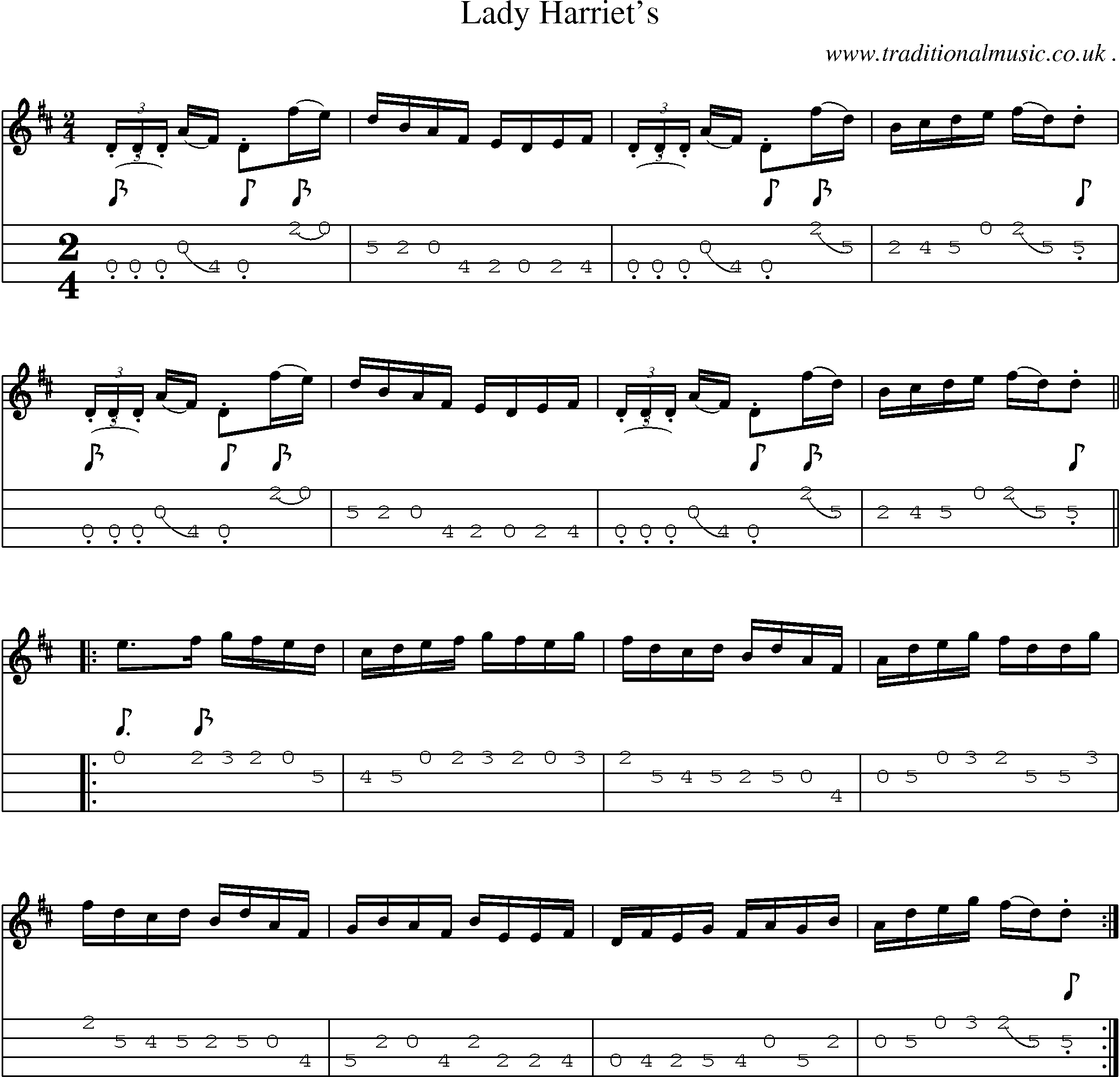 Sheet-Music and Mandolin Tabs for Lady Harriets