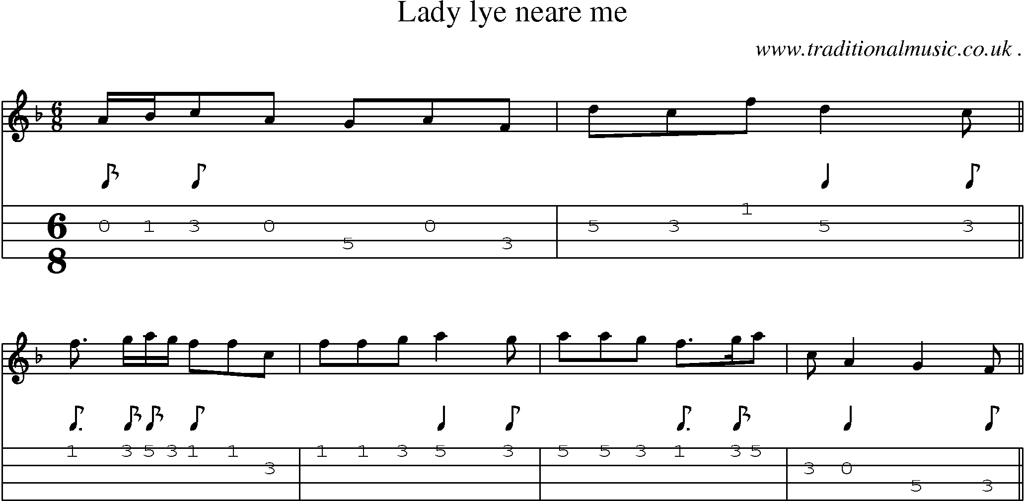 Sheet-Music and Mandolin Tabs for Lady Lye Neare Me