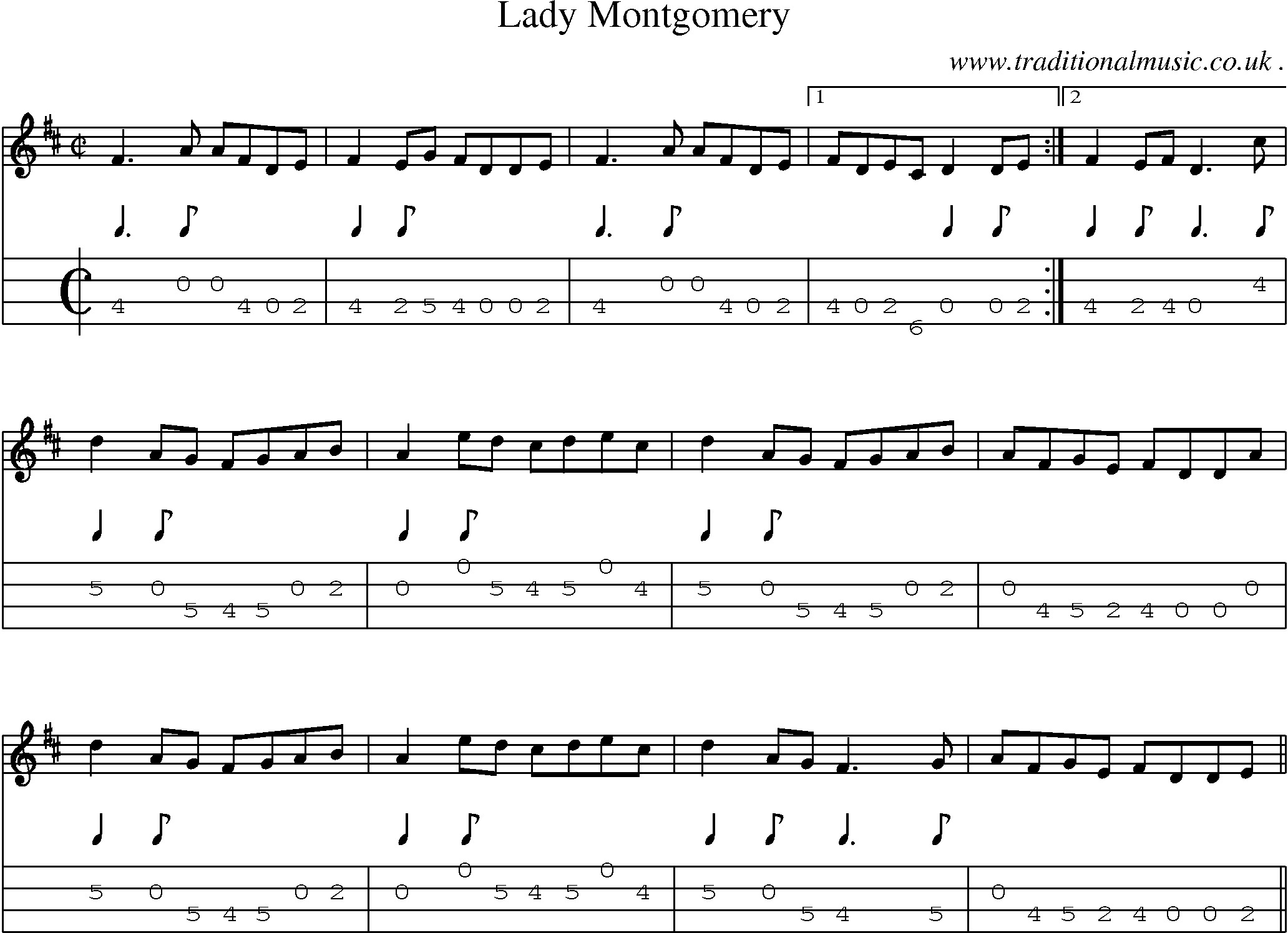 Sheet-Music and Mandolin Tabs for Lady Montgomery