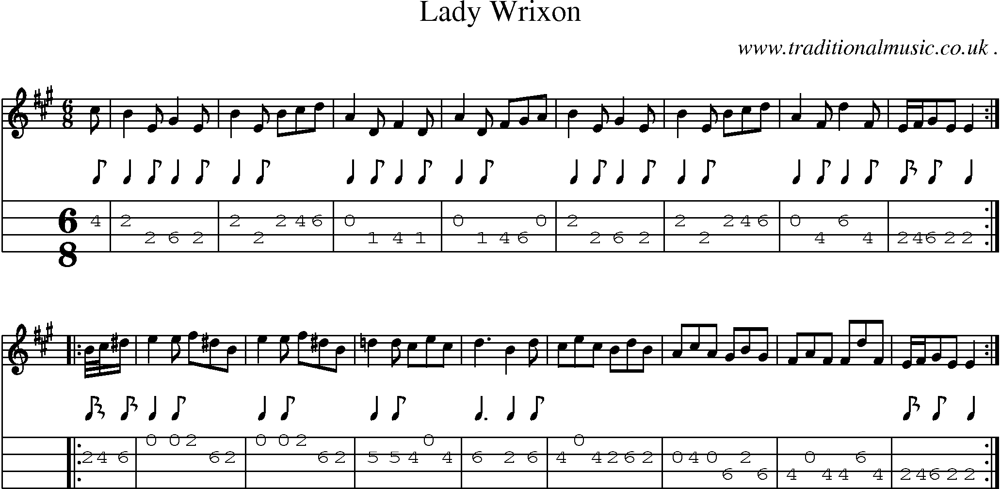 Sheet-Music and Mandolin Tabs for Lady Wrixon