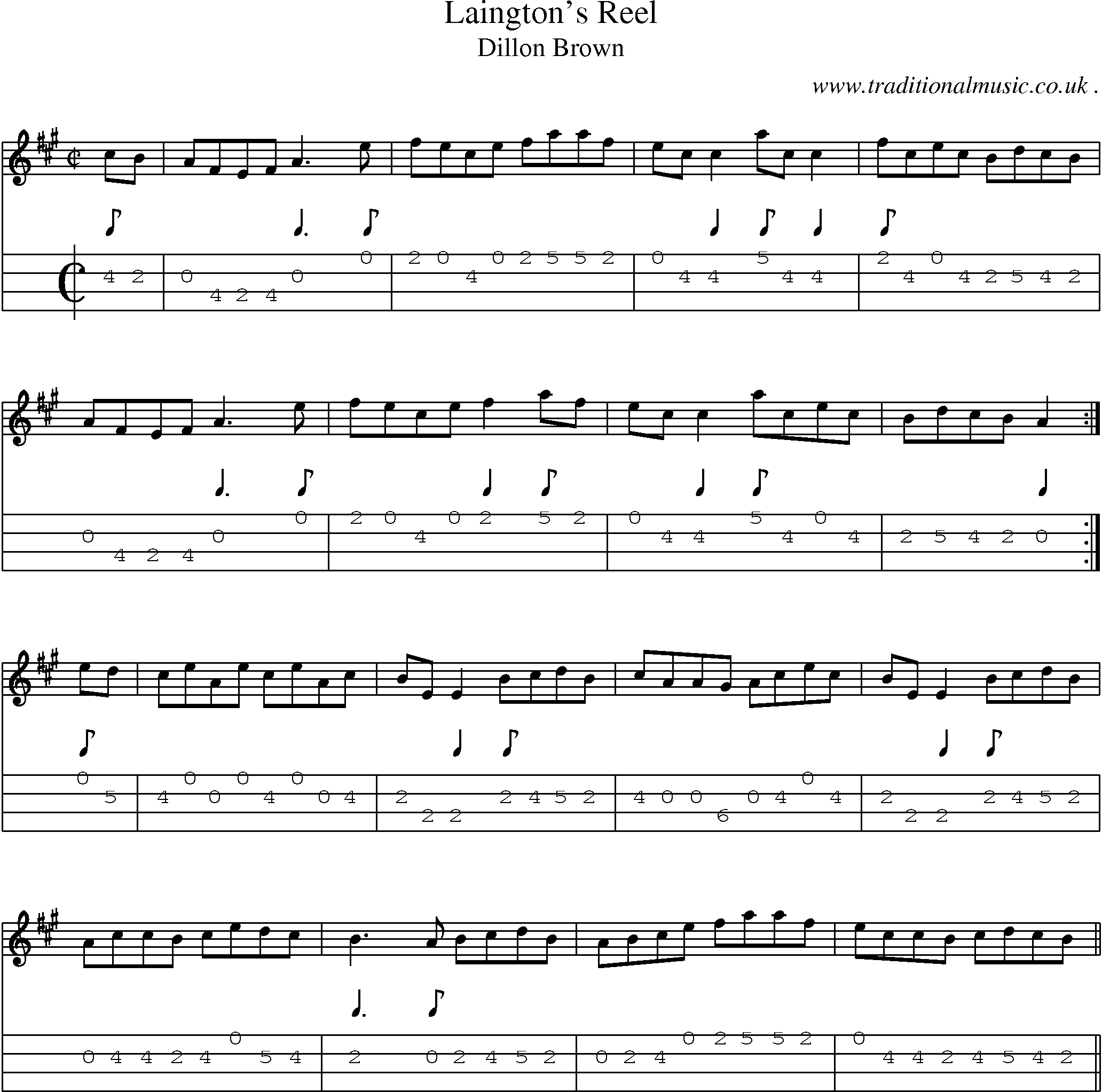 Sheet-Music and Mandolin Tabs for Laingtons Reel