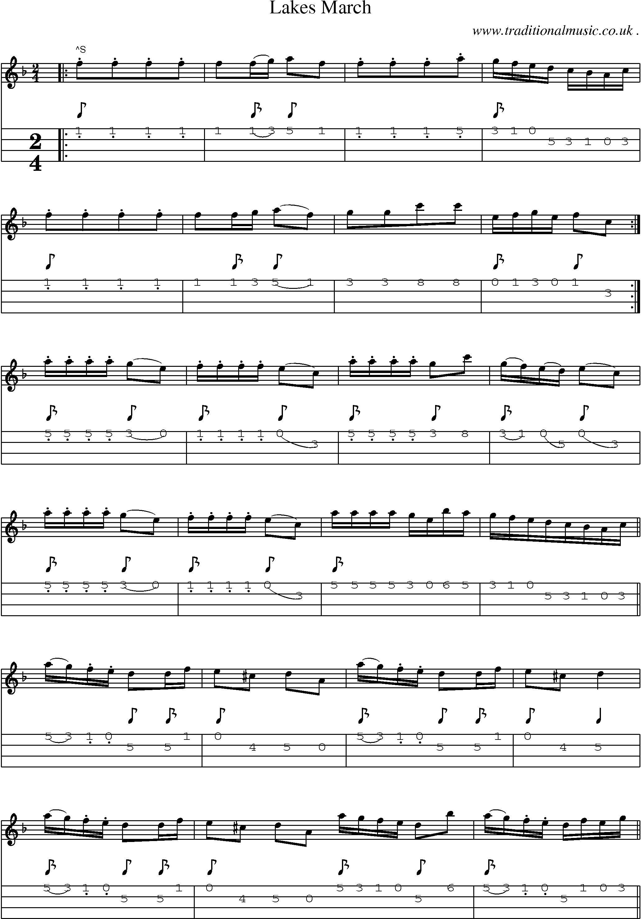 Sheet-Music and Mandolin Tabs for Lakes March