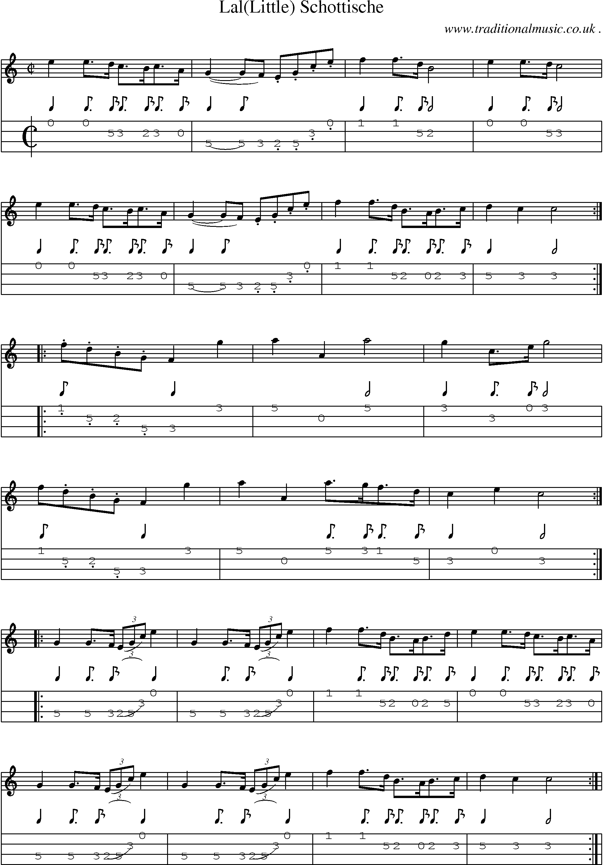 Sheet-Music and Mandolin Tabs for Lal(little) Schottische