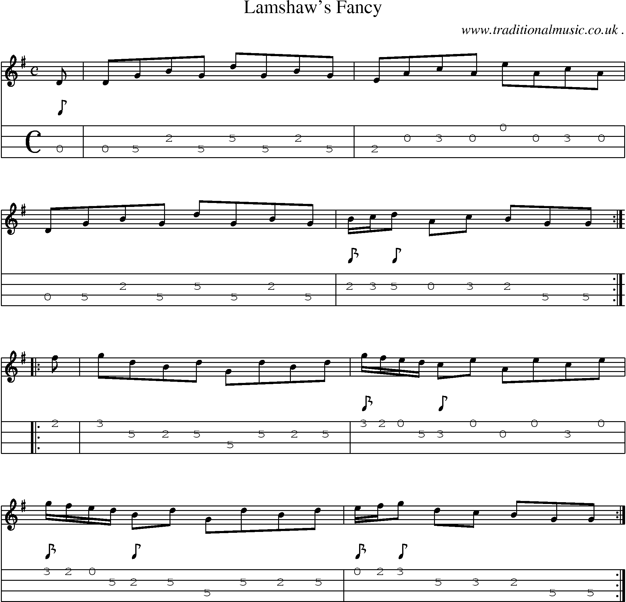 Sheet-Music and Mandolin Tabs for Lamshaw Fancy