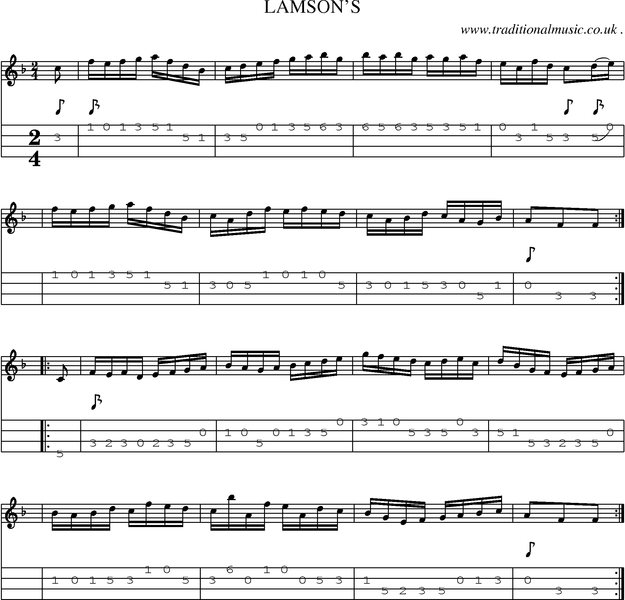 Sheet-Music and Mandolin Tabs for Lamsons