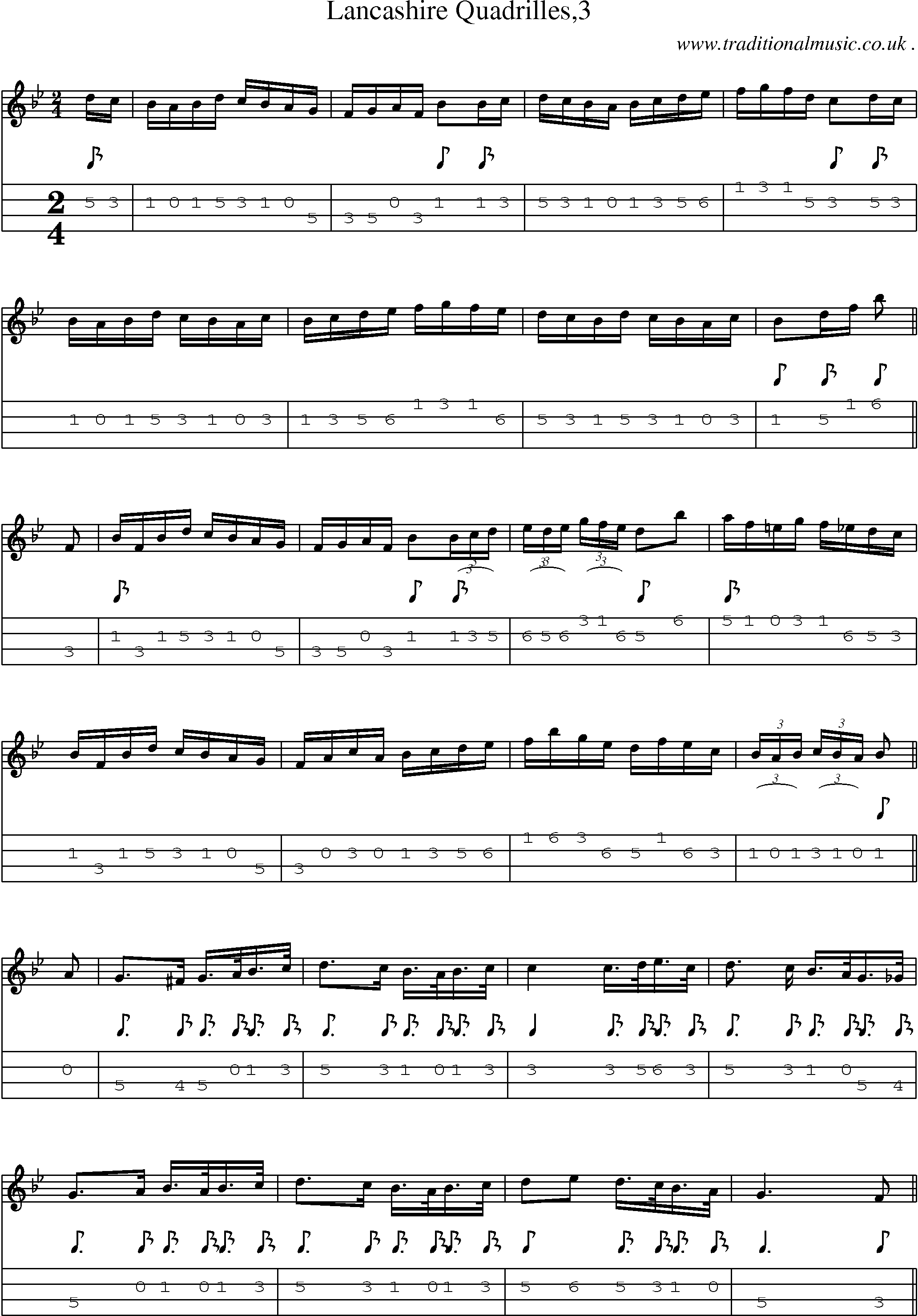 Sheet-Music and Mandolin Tabs for Lancashire Quadrilles3