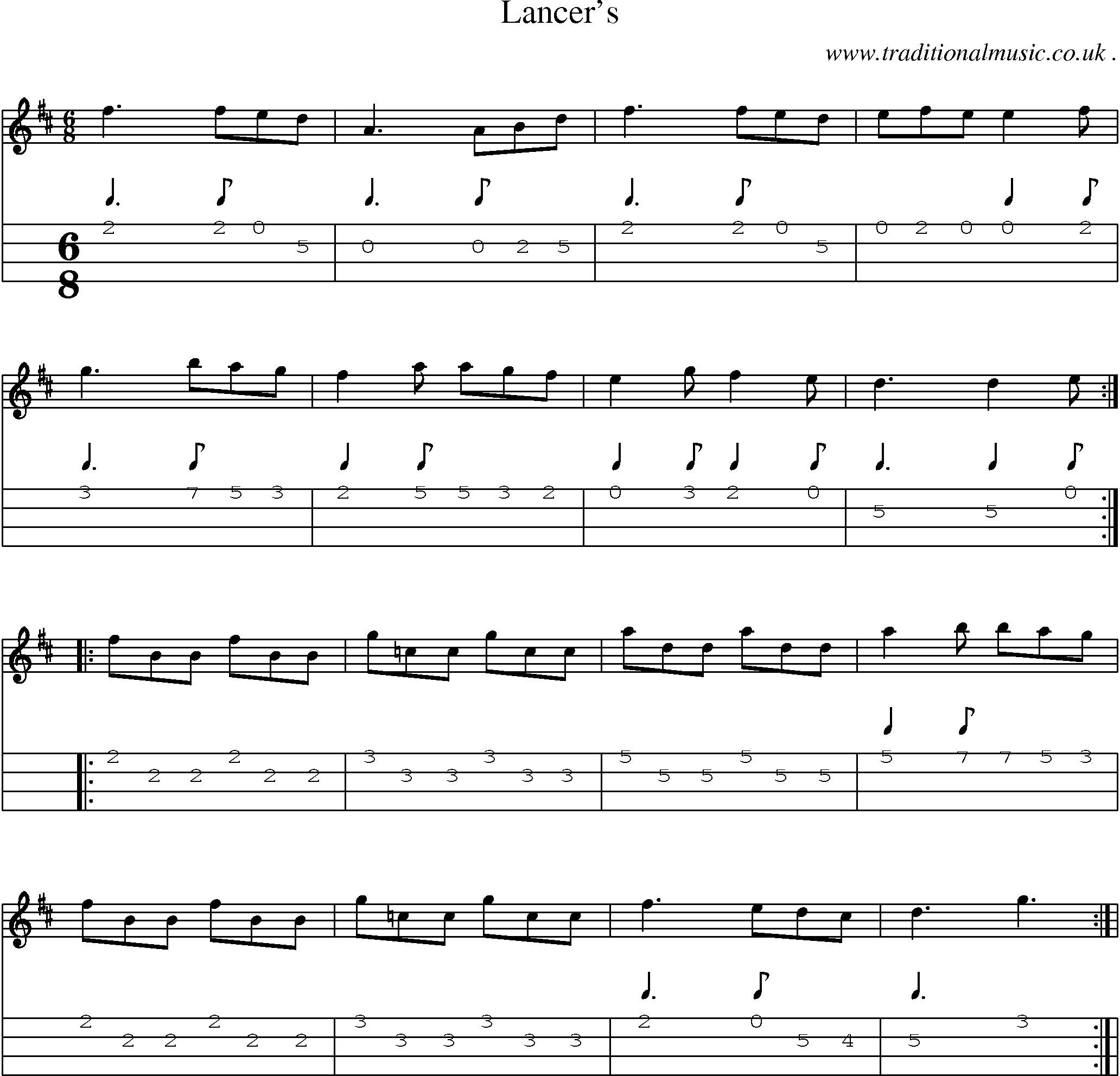 Sheet-Music and Mandolin Tabs for Lancers